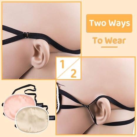 2 Pack 100% Silk Sleep Eye Mask for Women & Men - Soft Comfortable Light Blocking Eye Cover for Travel, Nap & Night Sleep (Light Yellow, Pink) - Perfect for Airplane, Office & Home Use
