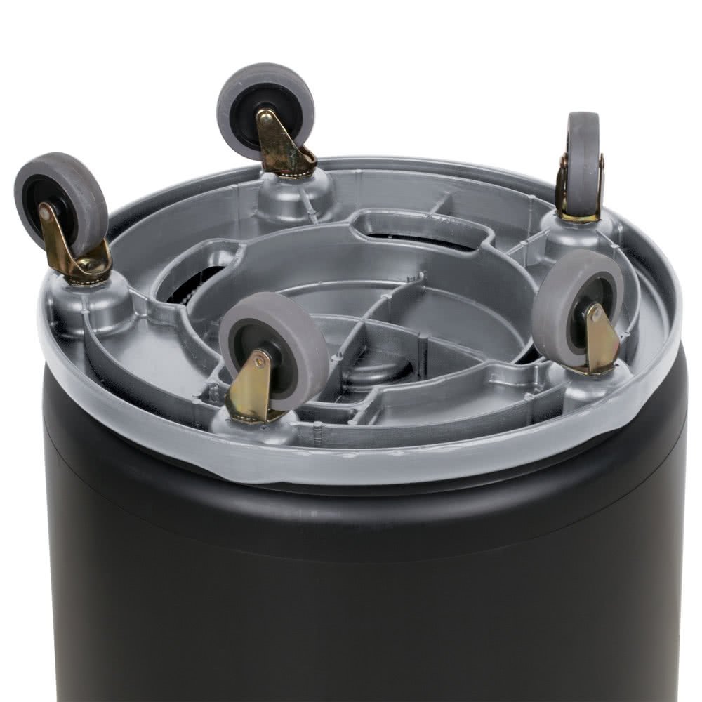 TableTop King 32 Gallon Gray/Black Trash Can with Lid & Dolly Kit - Heavy Duty Wheeled Garbage Bin for Home, Office, Kitchen, or Commercial Use