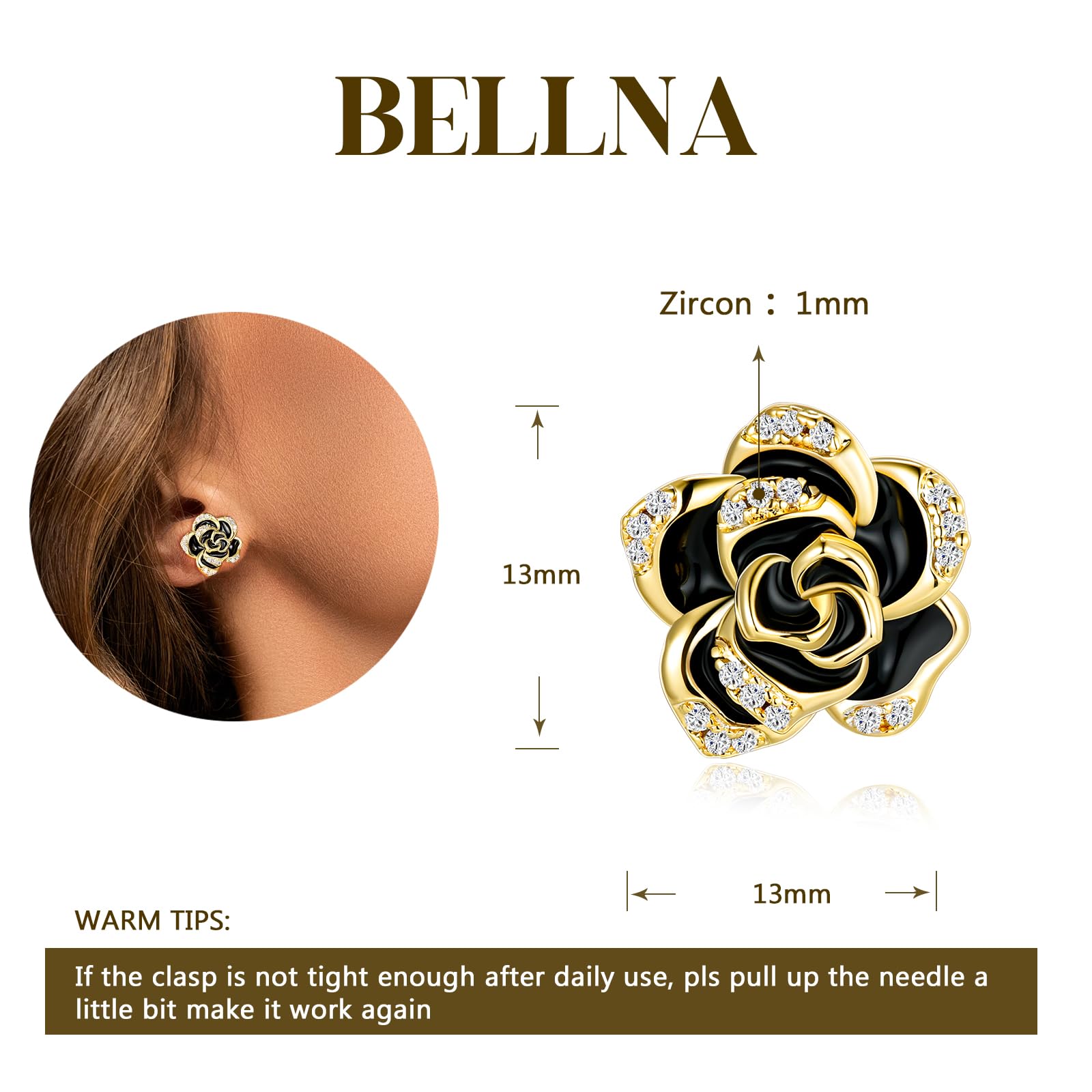 14K Gold Rose Flower Sterling Silver Stud Earrings for Women - Dainty Rose Gold Floral Pearl Earrings - Hypoallergenic & Nickel Free Jewelry - Perfect for Gifts, Weddings & Everyday Wear
