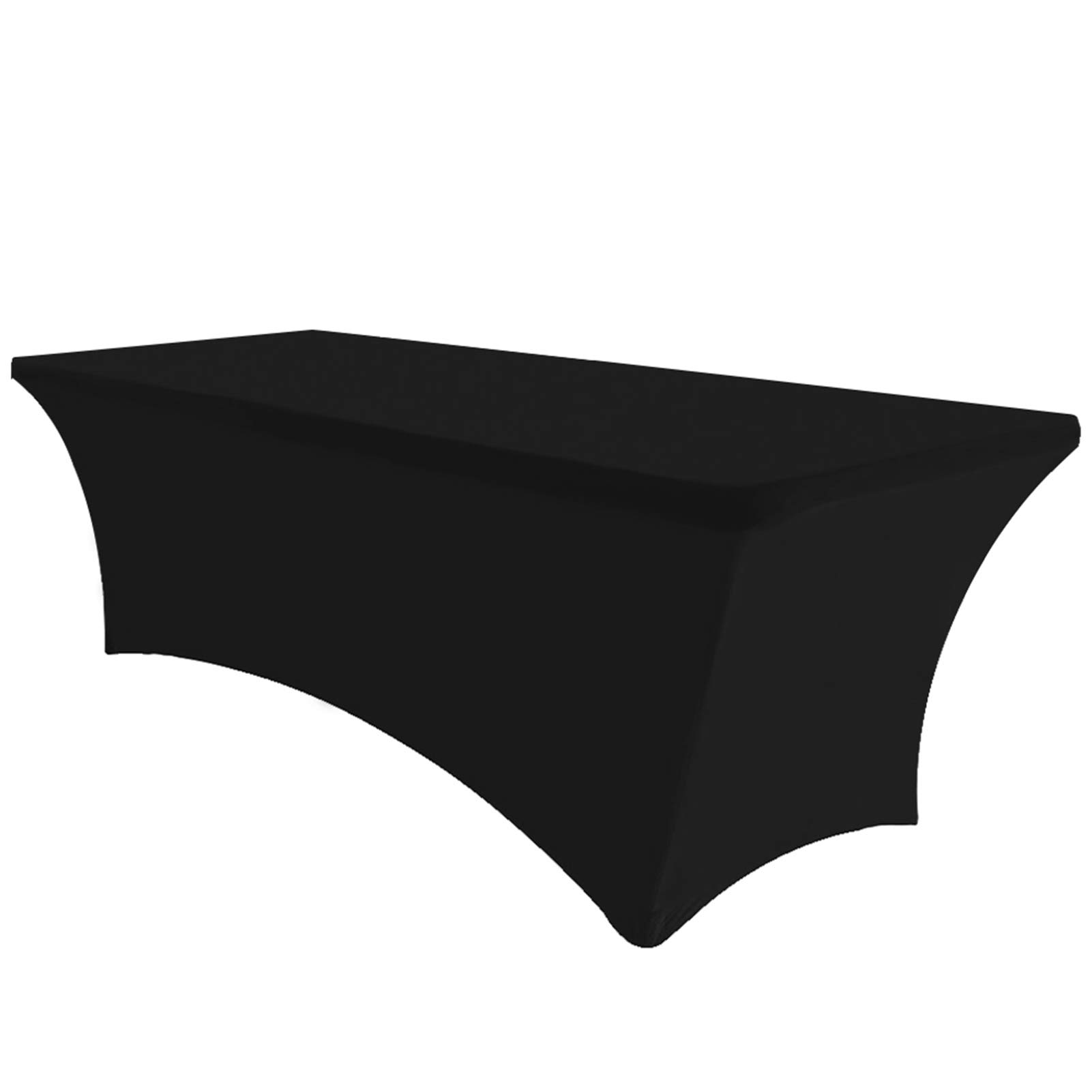 Eurmax USA 8ft Rectangular Spandex Table Cover - Stretchable Fitted Tablecloth for Wedding, Event, Patio & Folding Tables - Durable Decorations (Black) | Perfect for Outdoor Parties, Banquets & Home Decor