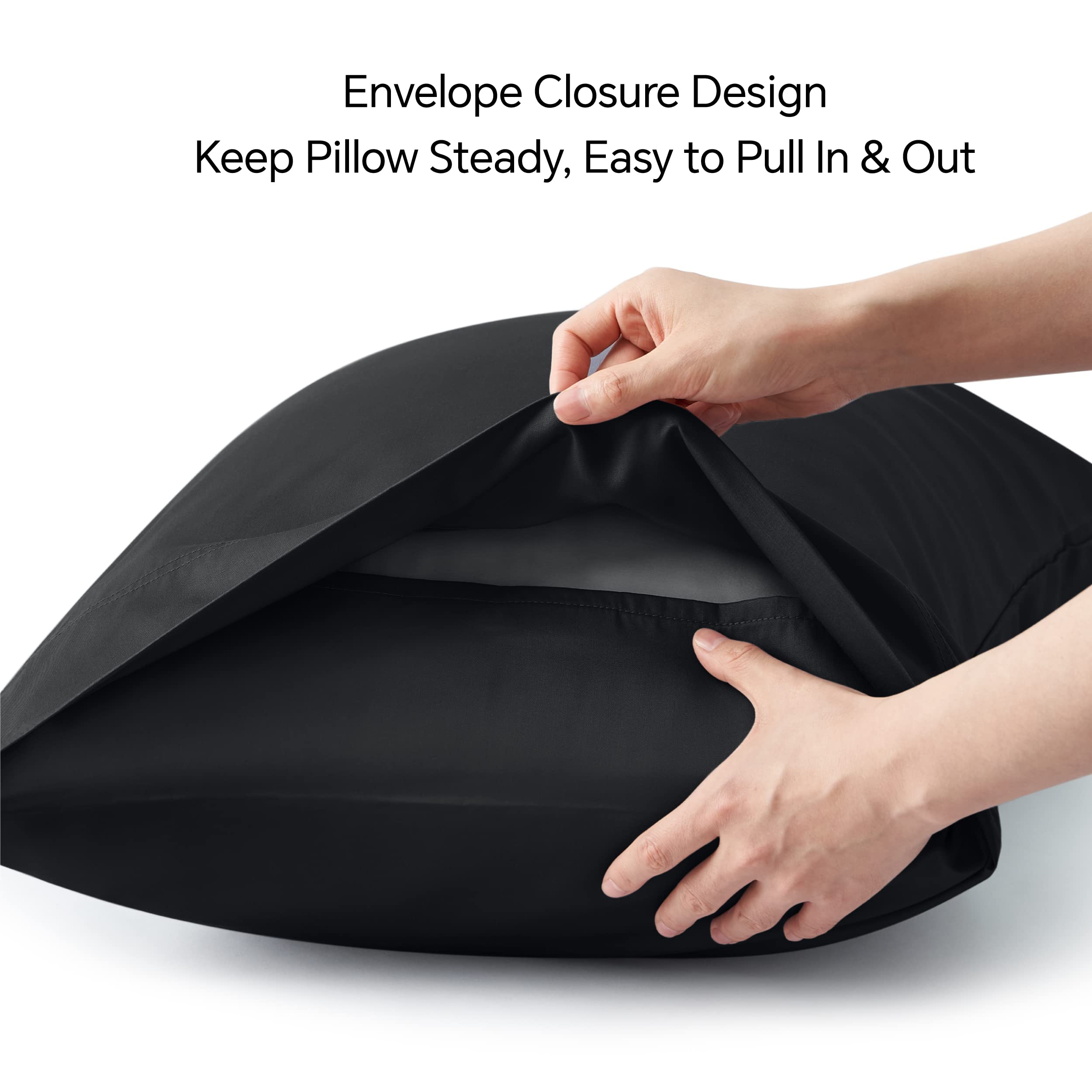 BEDELITE Bamboo Rayon Body Pillow Cover - 20x54 Inches Cooling Pillowcase for Hot Sleepers, Breathable & Silky Soft Full Body Pillow Case - Perfect for Night Sweats Relief, Pregnancy Support & Side Sleepers (Black)