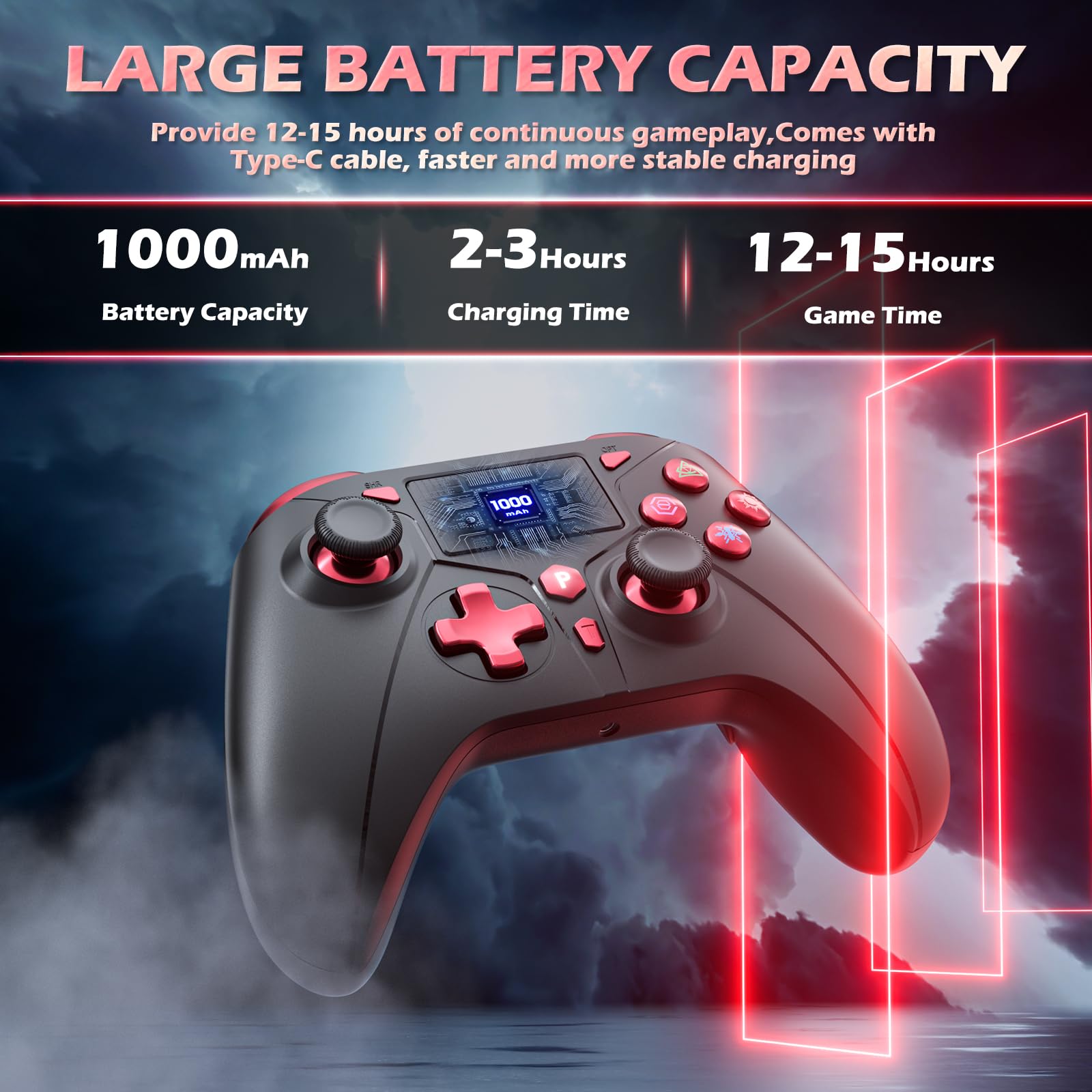 Gamrombo Wireless Controller for PS4 - Compatible with Sony PS4, PS4 Slim, PS4 Pro, PS3, Nintendo Switch & Windows PC - Dual Shock Gamepad with Turbo, Macro Function & 3.5mm Audio Jack - Perfect for Gaming, Streaming & Multiplayer Sessions