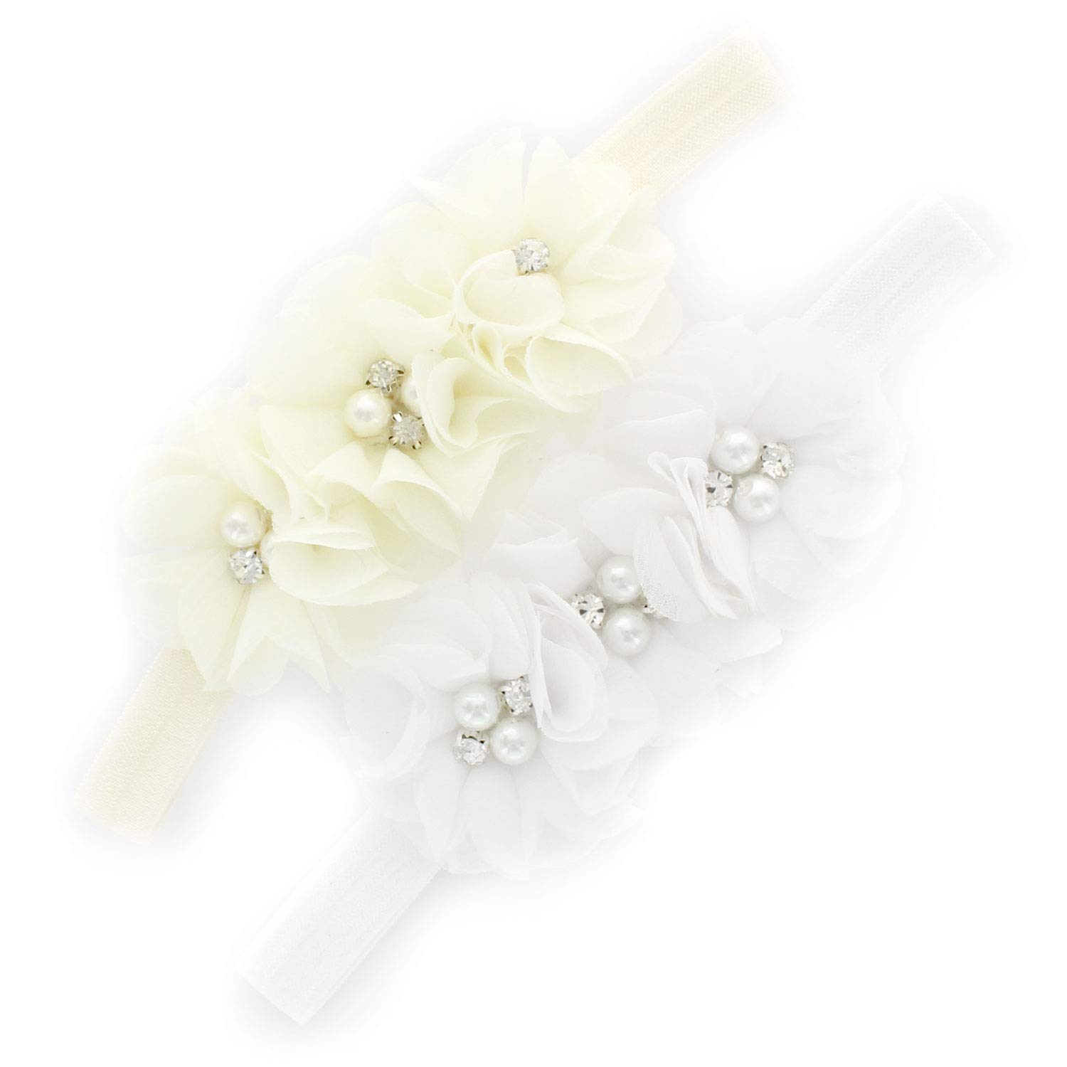 Lello Flower Headbands for Baby Girls & Toddlers - Stretchy Elastic Fabric Beaded Hair Accessories - Perfect for Birthday Parties, Photo Shoots & Everyday Wear