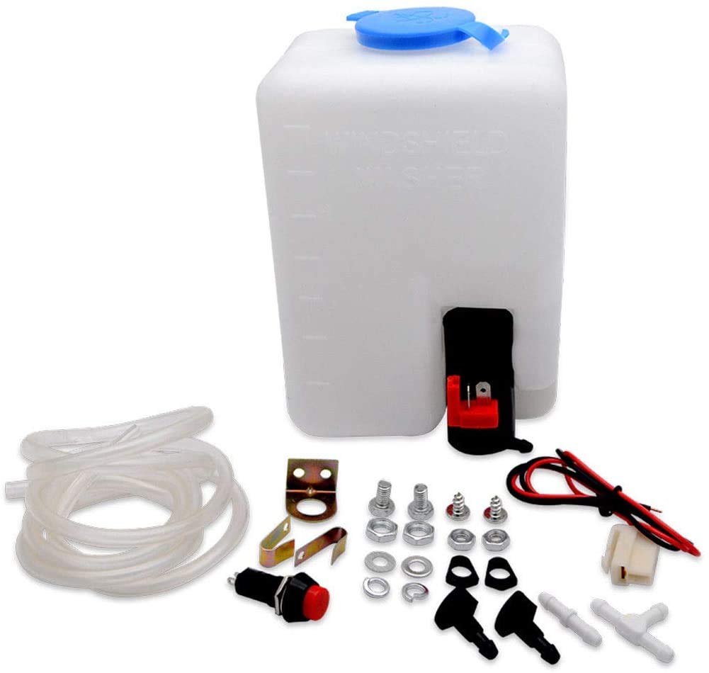 12V Universal UTV Windshield Wiper Kit with Washer Pump - Fits Polaris Ranger, Can-Am, Honda Pioneer, Golf Carts & Tractors - All-Weather Protection for Off-Road Vehicles, Farm Equipment & Utility Vehicles