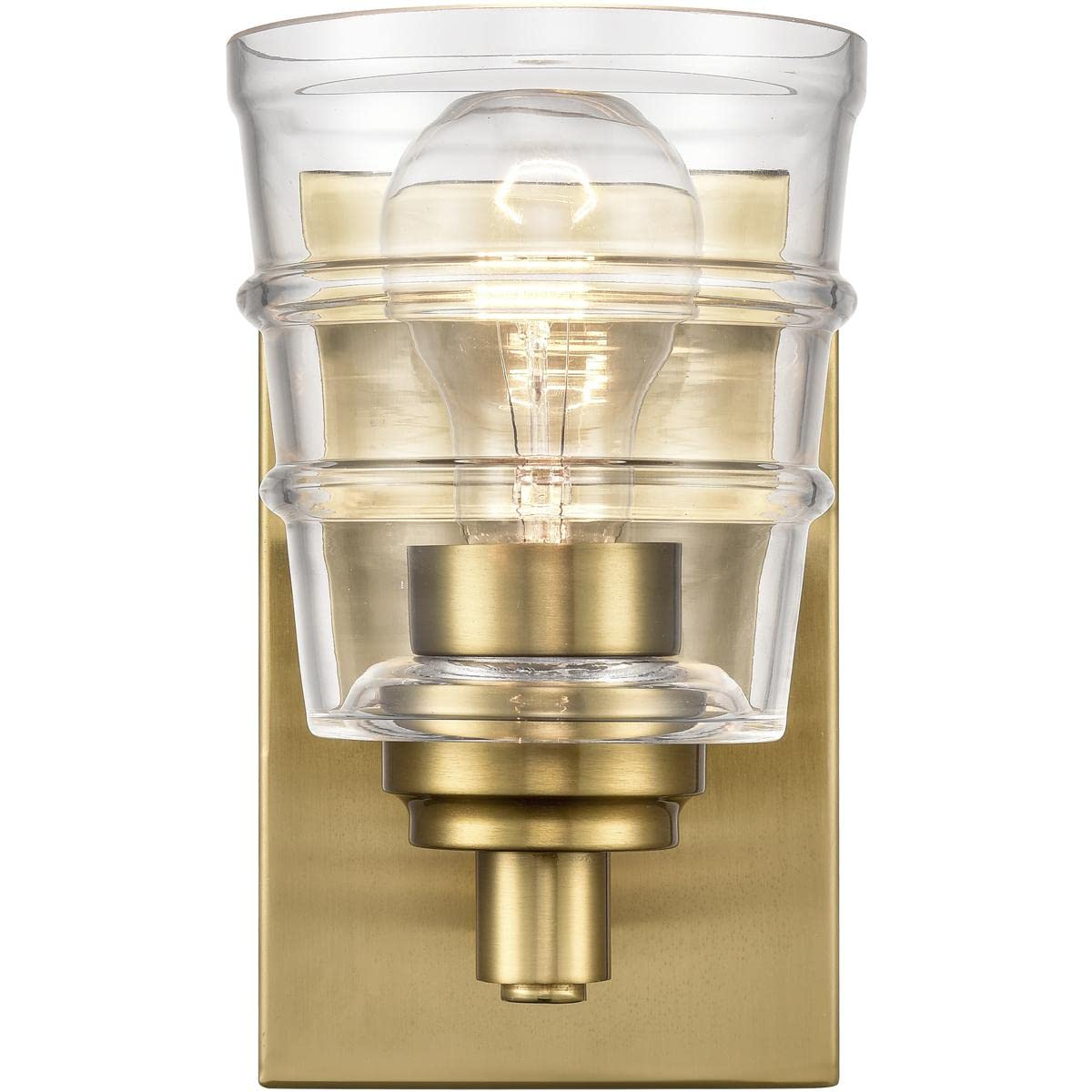 Elk Home Pulsate Vanity Light - 1-Light Satin Brass Finish with Clear Glass, Transitional Style Bathroom Lighting for Modern & Traditional Decor