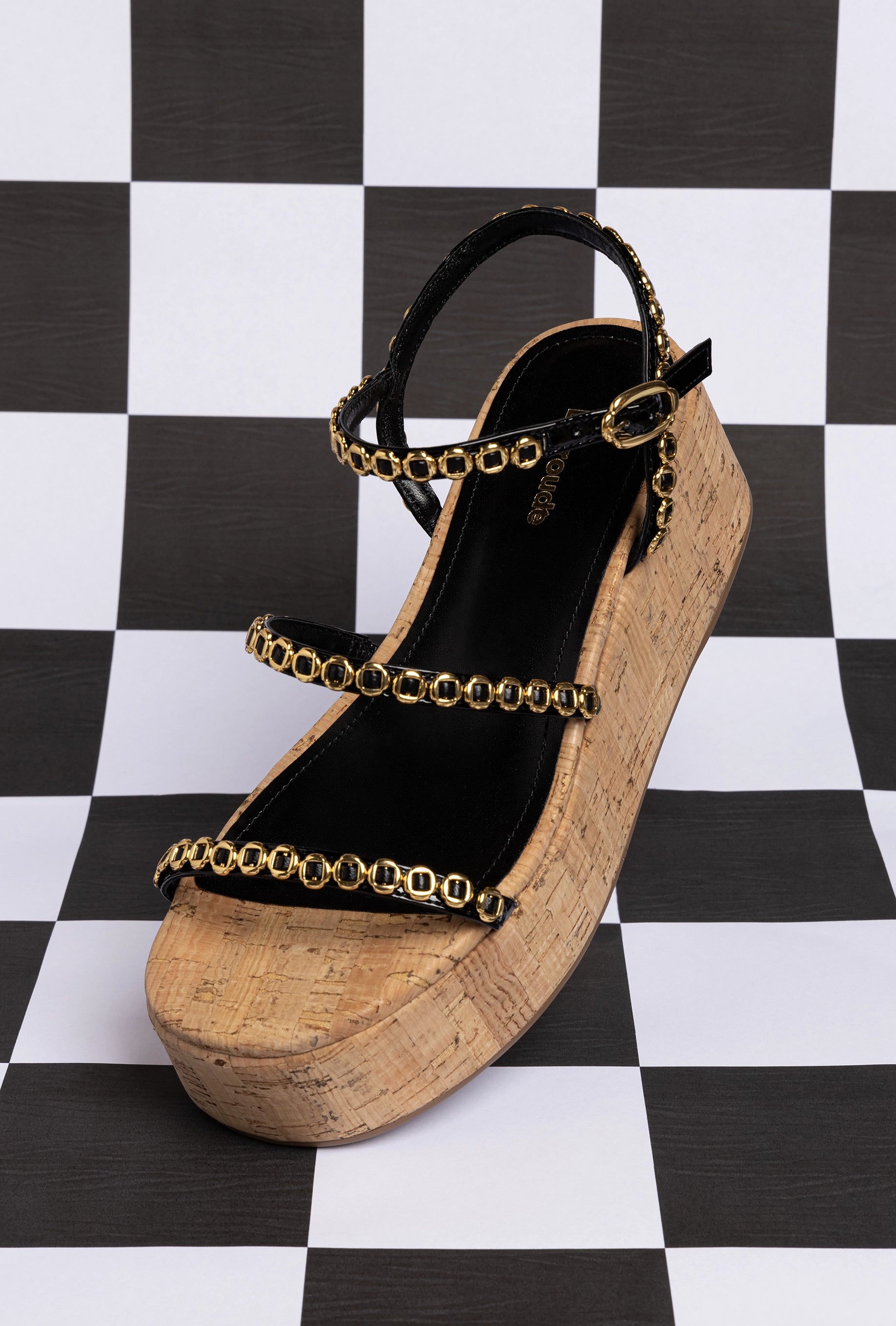 Gio Milanina Black Patent Leather & Natural Cork Flatform Sandals - Comfortable Women's Shoes for Casual Outings & Summer Wear