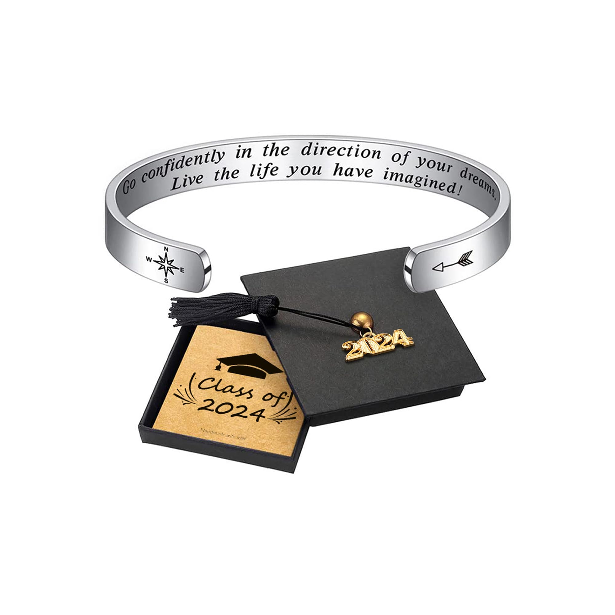 Inspirational Graduation Bracelet for Women - 'She Believed She Could So She Did' Motivational Cuff Bangle - Perfect 2024 Graduation Gift for Her, Sister, Daughter - Ideal for Ceremonies, Celebrations & Daily Encouragement
