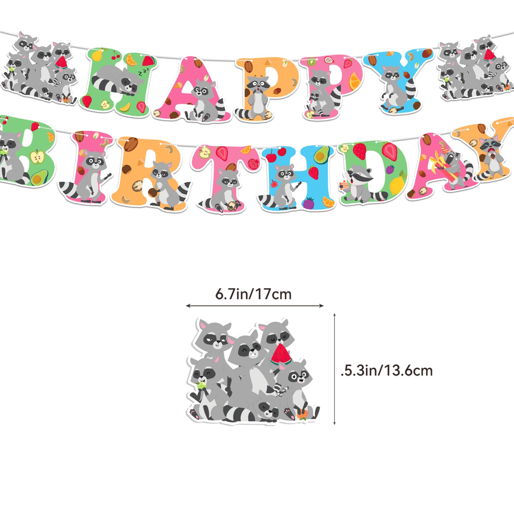 Raccoon Party Decorations Set - Woodland Baby Shower & Birthday Supplies Kit with Banner, Spirals, Cake Topper, Cupcake Toppers, Balloons for Nursery Theme, Gender Reveal & First Birthday Parties