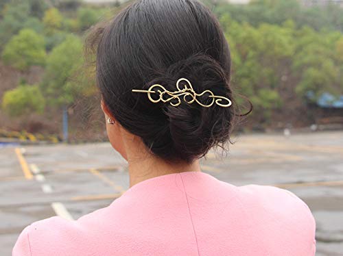 Hammered Hair Clip Barrette with Hair Stick - Unique Hair Accessories for Women | Perfect for Weddings, Parties & Everyday Styling