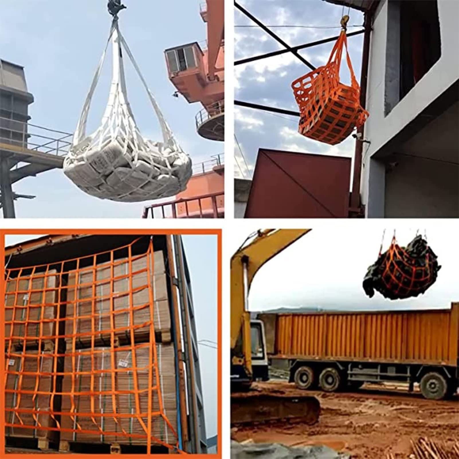 Heavy Duty Lifting Net Straps - Flat Nylon Sling Hoist Net for Loading/Unloading, Dock Cargo Handling, Material Transport | Durable Safety Lifting Equipment for Construction, Warehouse & Shipping Operations