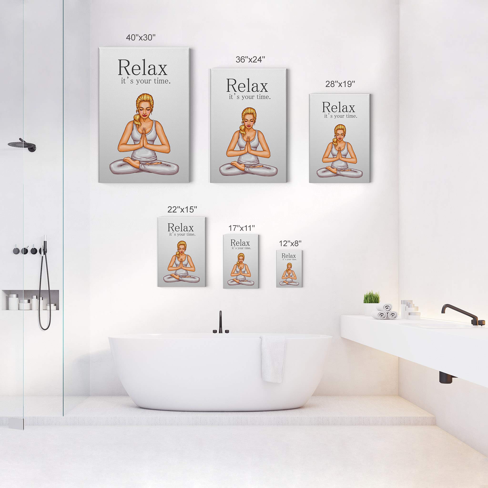 Funny Bathroom Wall Art - 'Relax It's Your Time' Canvas Print for Kids & Nursery Decor | Cute Bathroom Sign, Home Decoration, Ready to Hang (36x24, Made in USA) | Perfect for Bathroom, Kids Room & Nursery Wall Decor