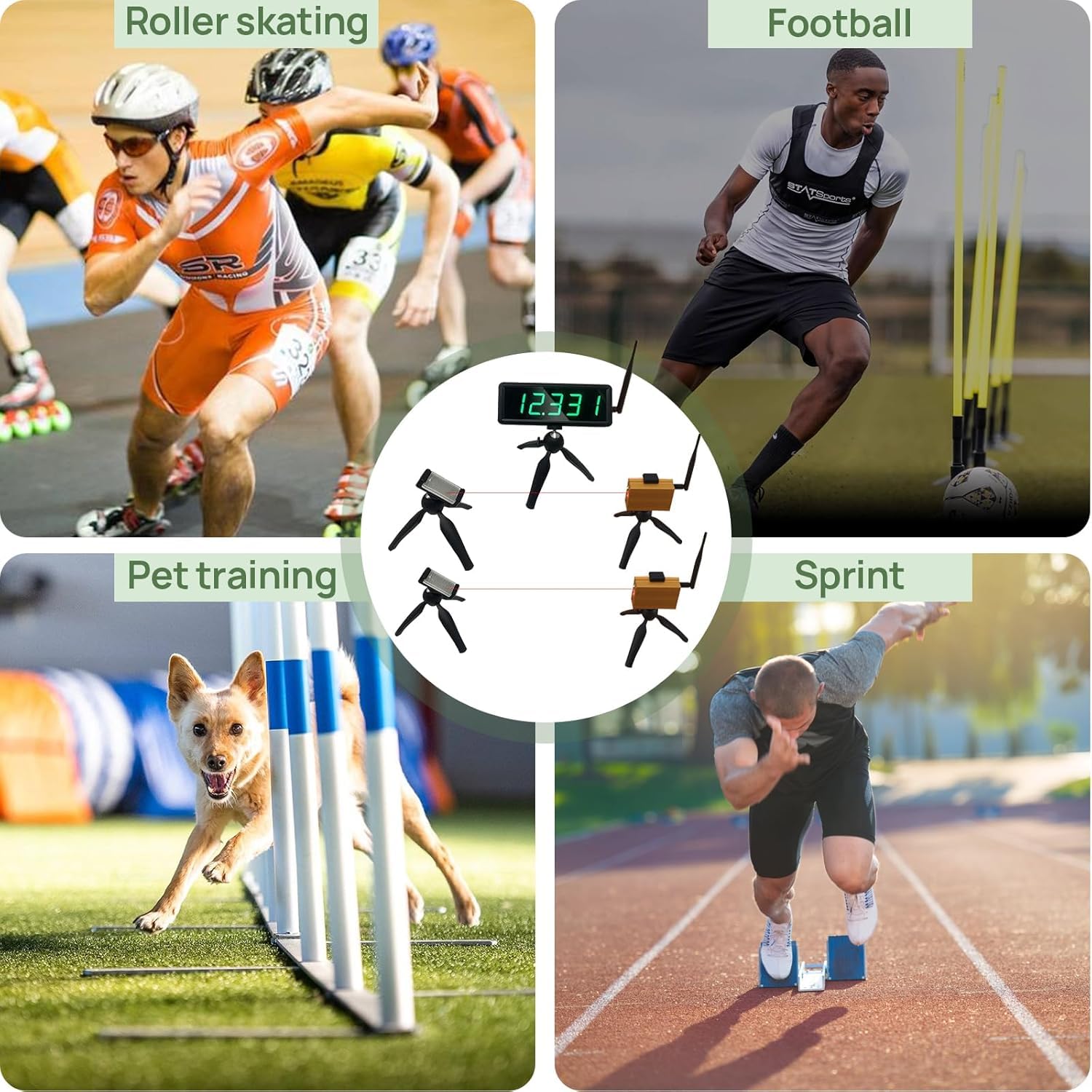 Wireless Laser Timer for Sprint Racing - Battery Powered Stopwatch for Track & Field, Bike Speed Training, Skating, Motorcycle - Accurate Electronic Race Clock for Sports & Training