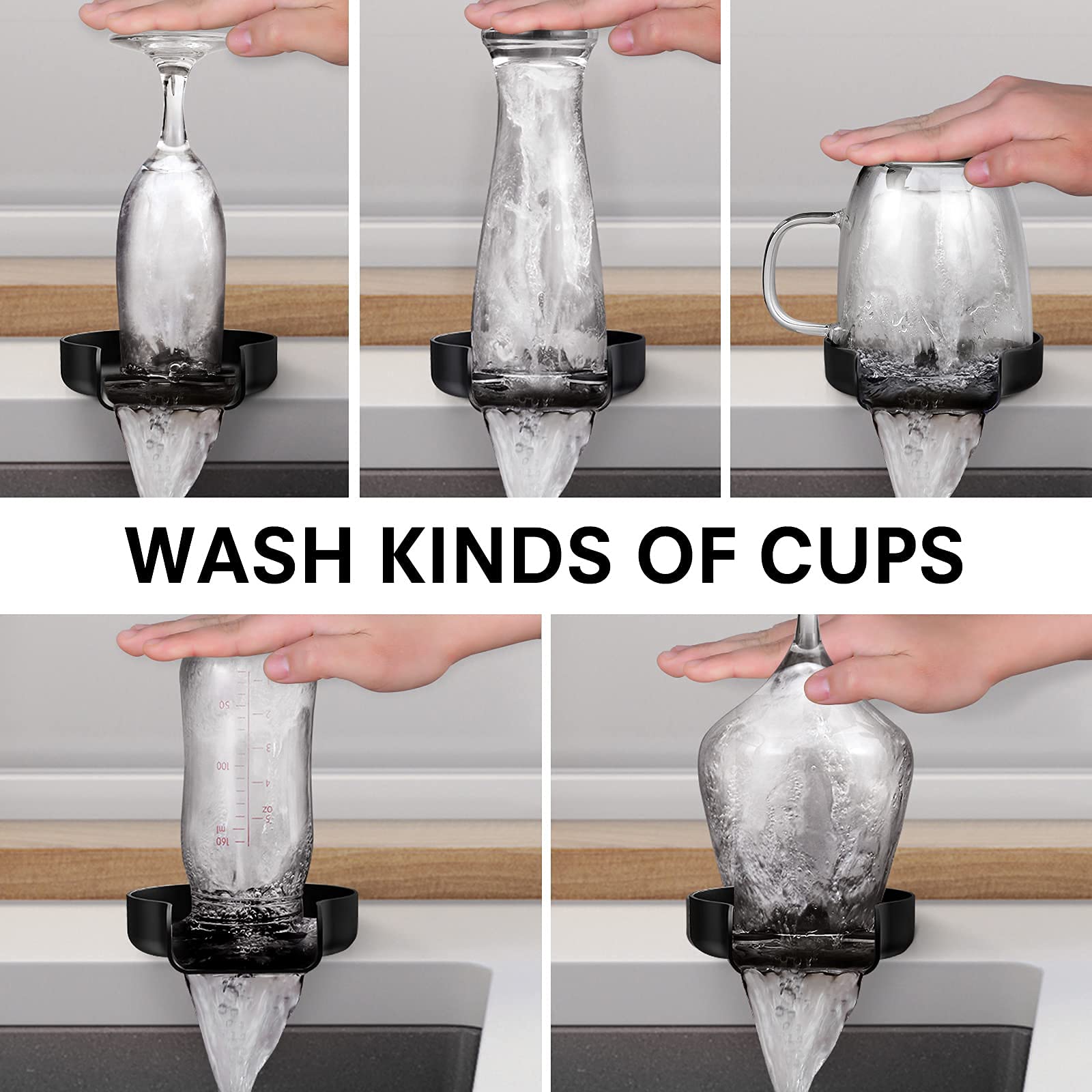 Premium Stainless Steel Glass Rinser for Kitchen Sinks - Matte Black Cup Washer & Sink Accessory | Perfect for Bars, Restaurants, and Home Kitchen Use