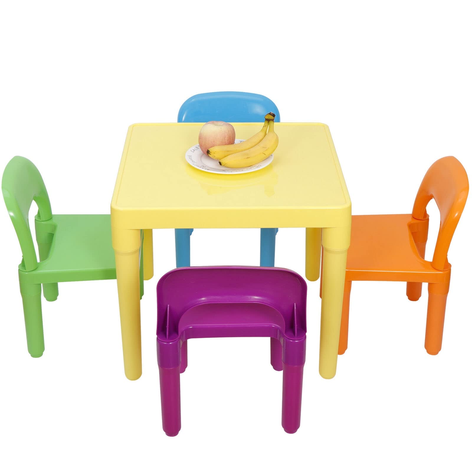 ALIDAM Kids Study Desk & Chair Set - Plastic Toddler Table with 4 Chairs for Reading, Writing & Learning | Perfect for Boys & Girls Classroom, Homeschooling & Playroom Activities