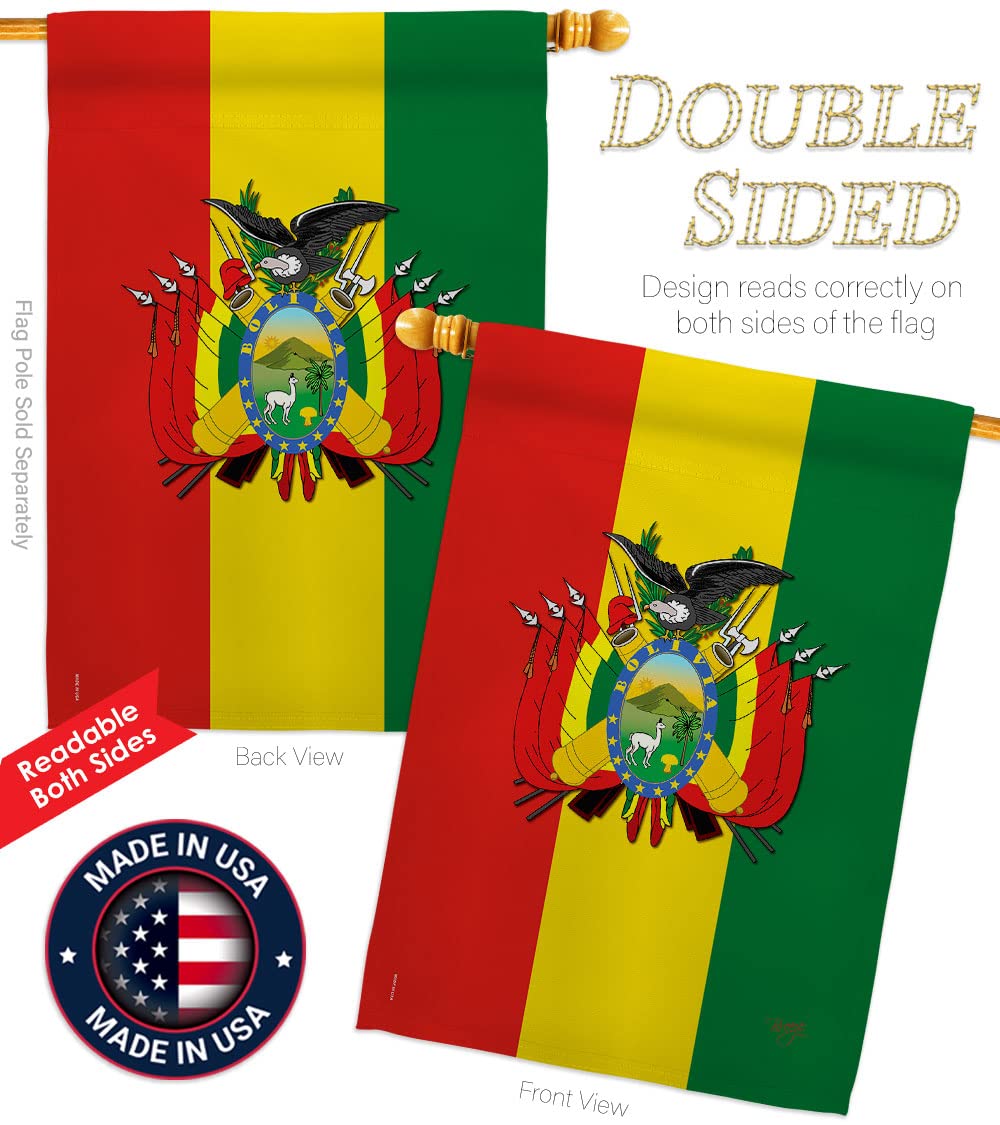 Bolivia National Flag Set 28x40in w/Pole - Home & Garden Decor