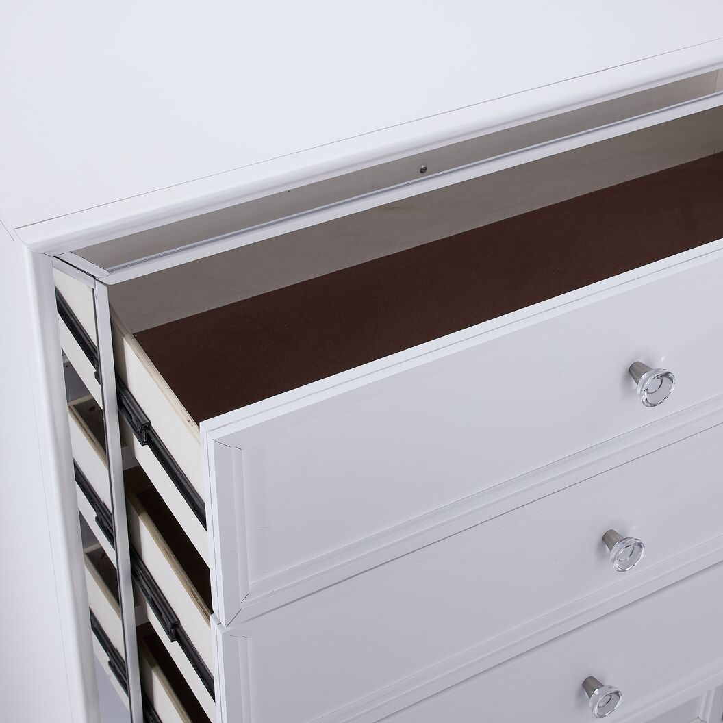 Arctic Ice 5-Drawer White Dresser - Modern Bedroom Storage Chest for Clothes, Blankets & Linens | Perfect for Master Bedroom, Guest Room & Dorm Organization