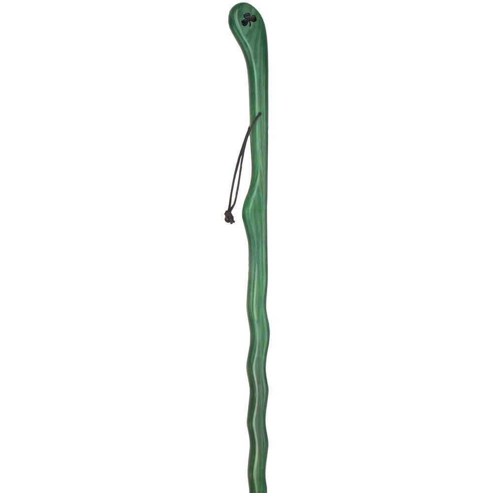 Shamrock Engraved Green Ash Wood Hiking Staff - Lightweight & Durable Walking Stick for Outdoor Adventures, Hiking, Trekking, and Camping