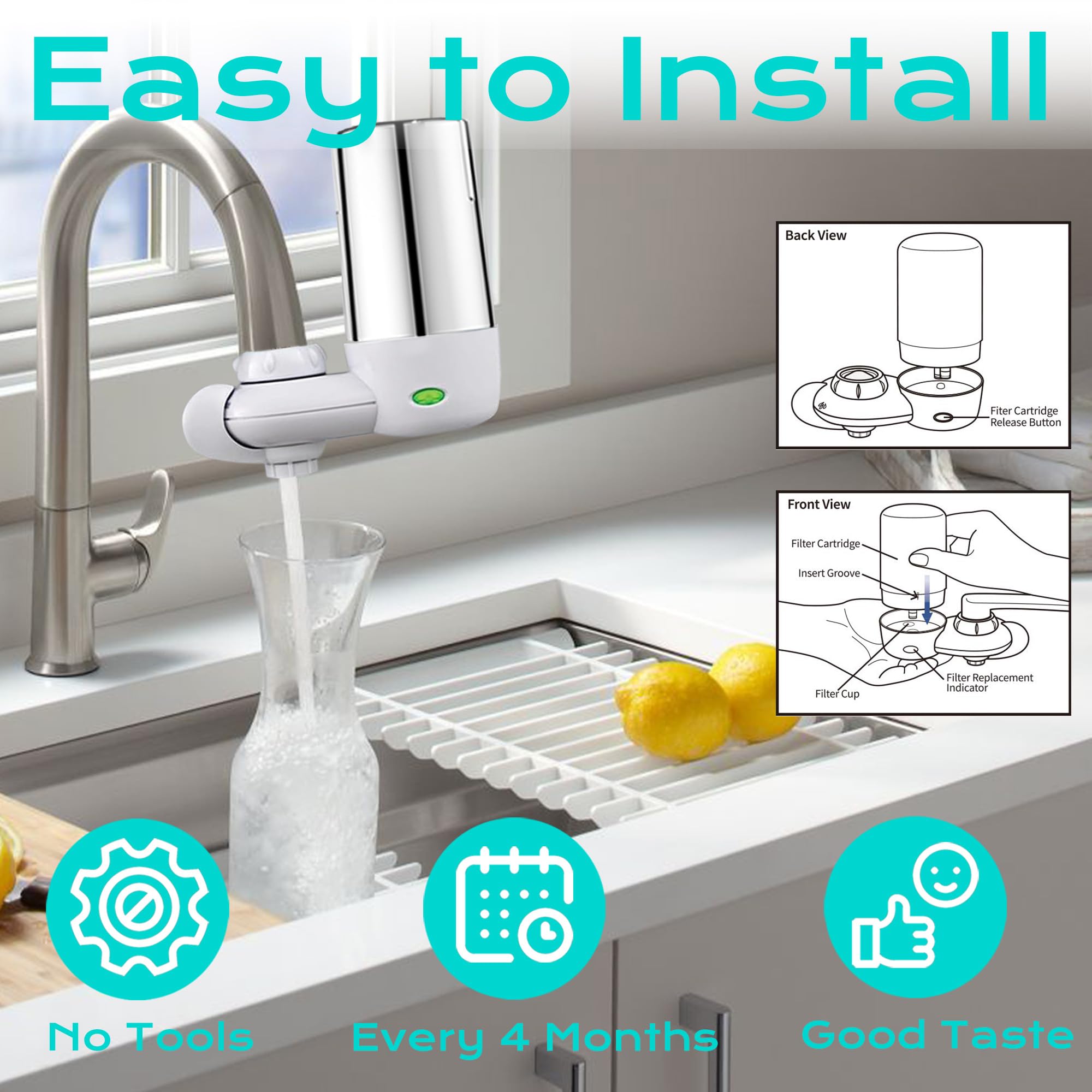 Brita® Sink Filter Replacement - 3 Pack Faucet Water Filter Compatible with Brita 36311, FR-200 & FF-100 Models | Clean Drinking Water for Kitchen, Office & RV Use