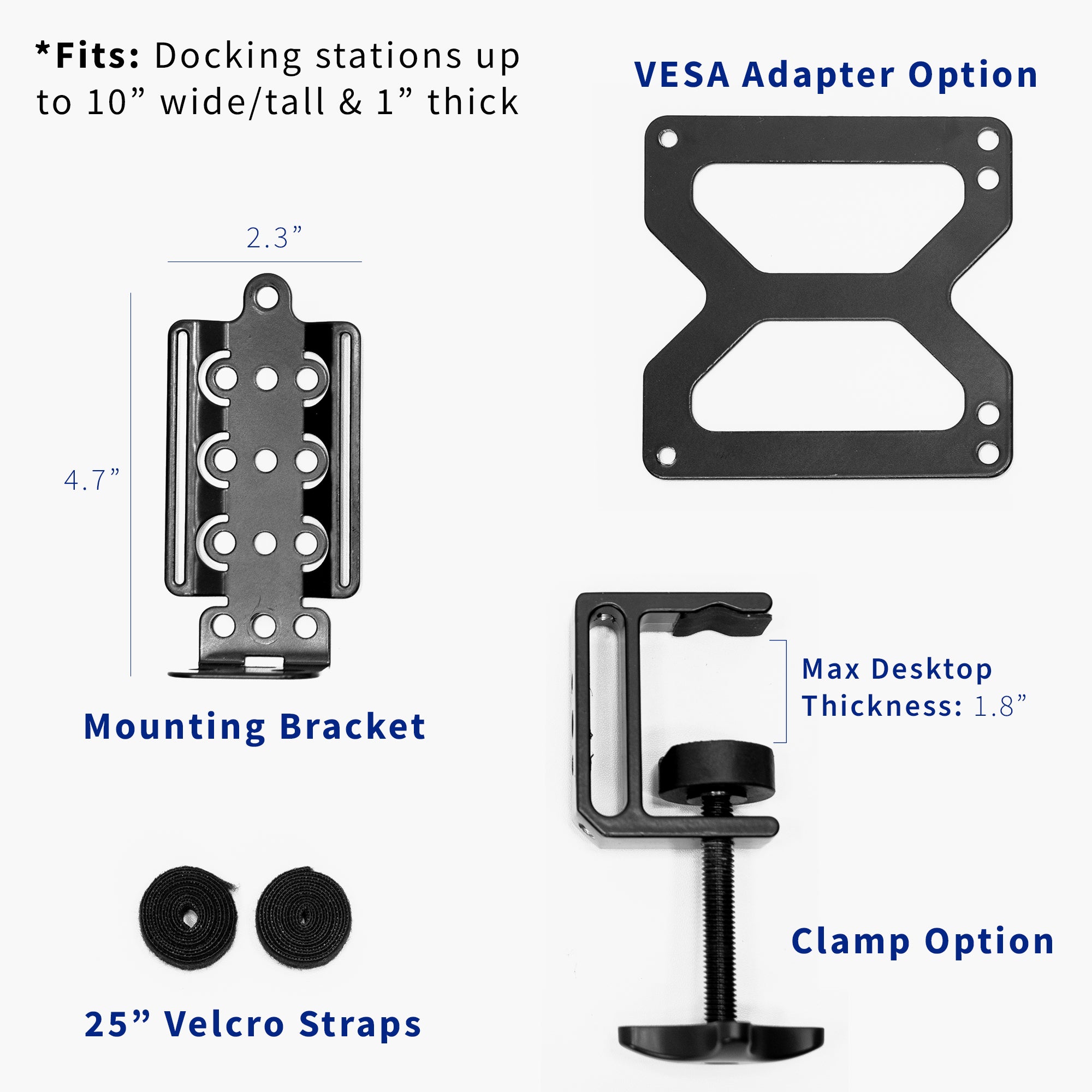 Universal Docking Station Mount for Laptop & Monitor - Multi-Port USB-C Hub with 4K HDMI, Ethernet, SD Card Reader - Perfect for Home Office & Remote Work Setup