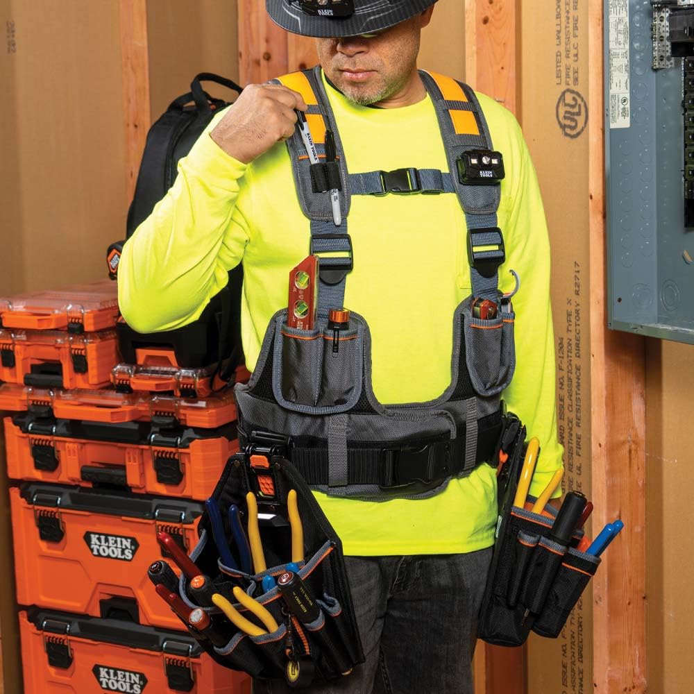 MODbox Tool Vest Combo - Heavy Duty Work Vest with Multiple Pockets for Construction, DIY & Outdoor Activities | Perfect for Electricians, Carpenters & Handymen
