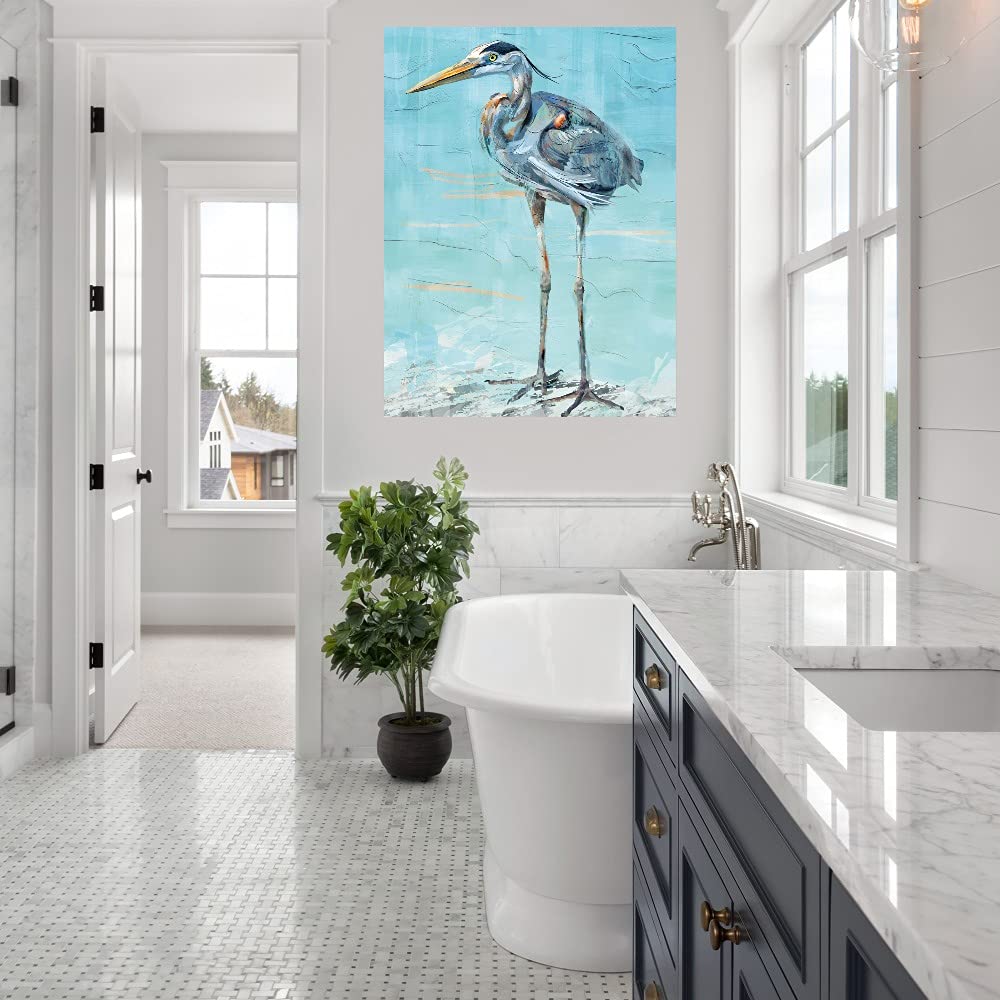Hand-Painted Seabird Fine Art Canvas Wall Decor - 35x46 Inch Ready to Hang Painting for Living Room, Bedroom & Office - Coastal Theme Home Decor Perfect for Beach House & Nautical Style Interiors