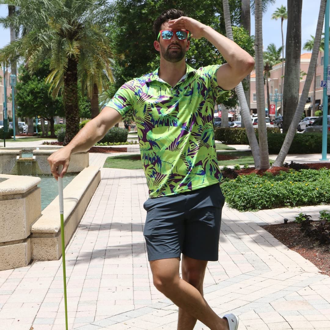 Wild Palms Performance Golf Shirts for Men - Moisture-Wicking Spandex & Polyester Polo Shirts - Breathable Athletic Apparel for Golf, Tennis & Casual Wear