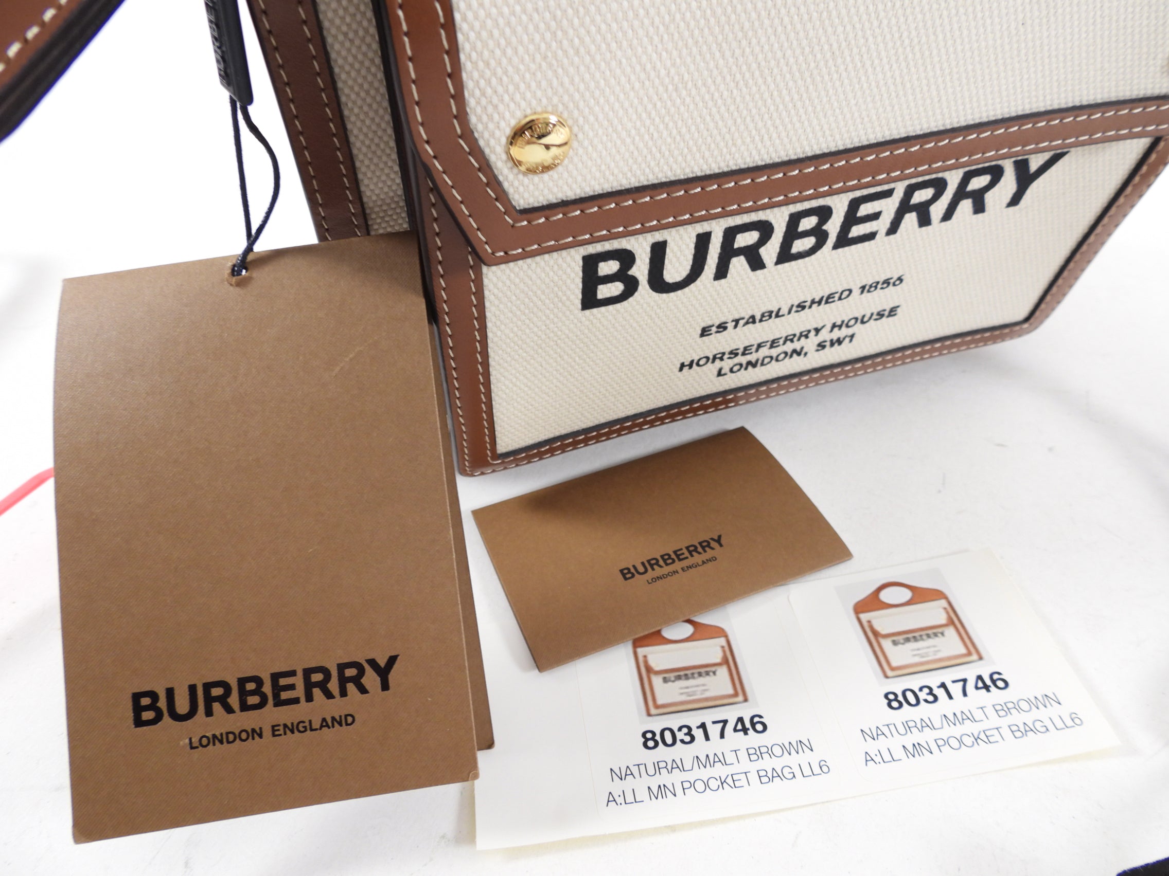 Burberry Small Canvas and Leather Pocket Bag - Stylish Crossbody Bag for Women | Perfect for Everyday Use, Travel & Casual Outings