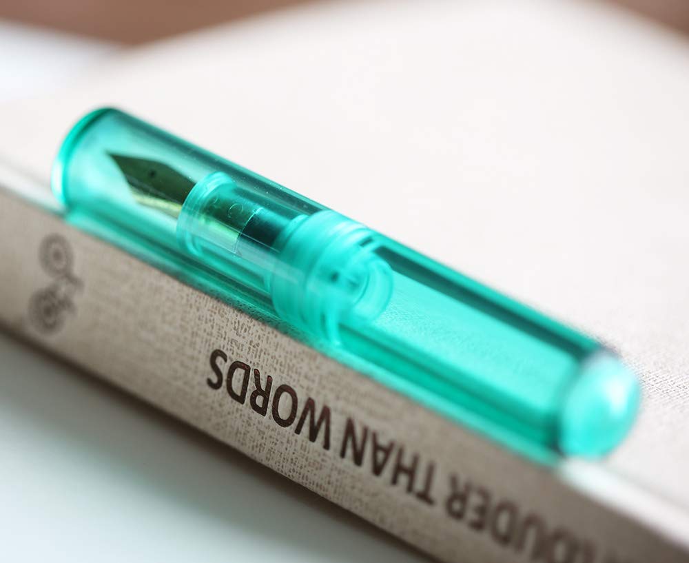 Majohn Wancai Mini Fountain Pen - Transparent Pocket-Sized Travel Pen with Fine 0.5mm Nib | Includes 6 Black Ink Cartridges | Perfect for Journaling, Note-Taking & Everyday Carry (Green)