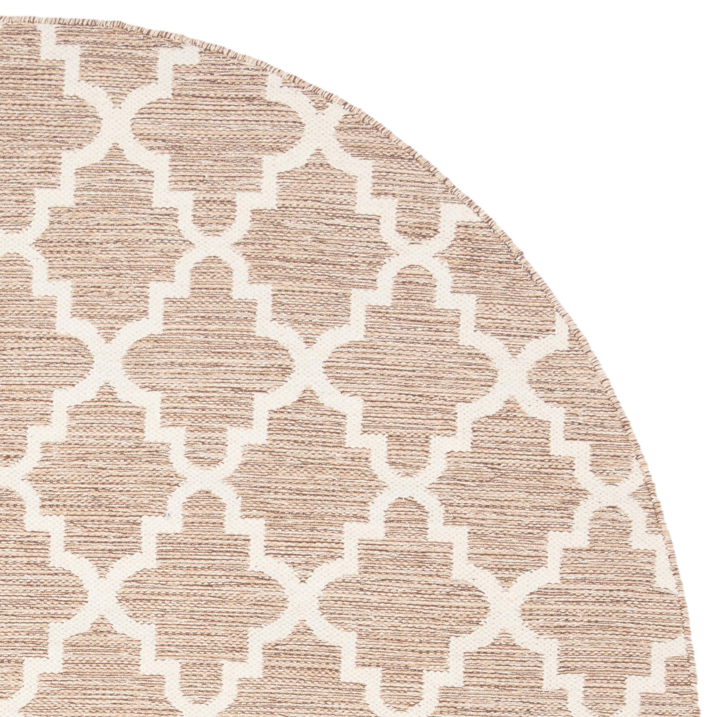 SAFAVIEH Montauk Collection 6-Foot Round Beige Ivory MTK810E Handmade Trellis Cotton Area Rug - Perfect for Living Room, Bedroom & Nursery Decor
