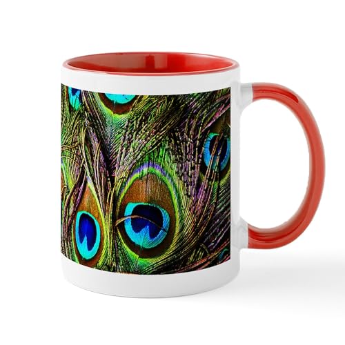 White/Red Inside - Peacock Feathers Invasion Mug
