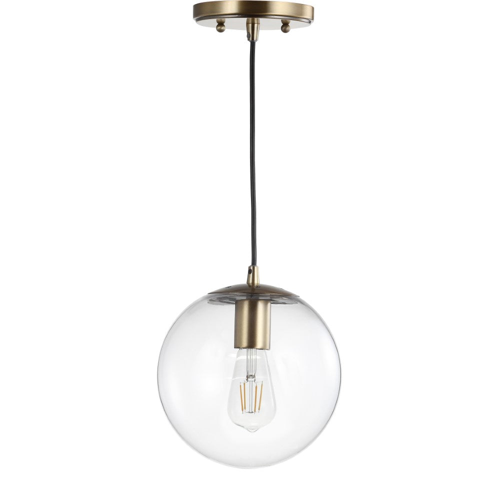 Bleecker 7.75-Inch Modern Metal and Glass Globe LED Pendant Light - Stylish Ceiling Lighting Fixture for Dining Room, Kitchen Island, or Bedroom Decor