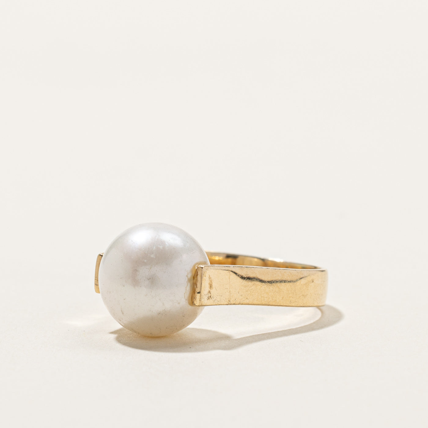 Elegant Tension Set Pearl Ring - Size 7.75 - Perfect for Weddings, Anniversaries & Special Occasions