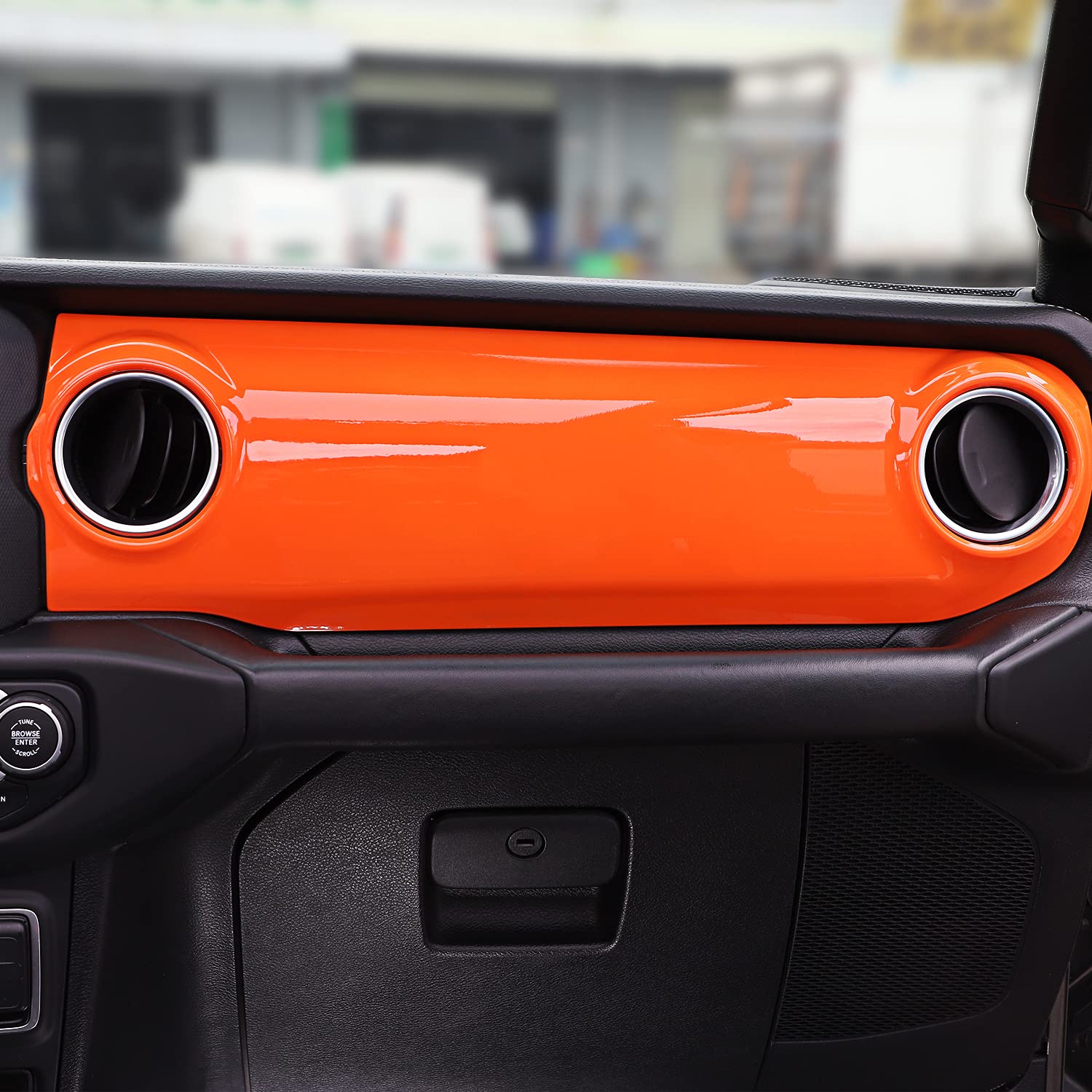 ABS Dashboard Decorative Cover & Center Console Trim Panel for 2018-2021 Jeep Wrangler JL/JLU & Gladiator JT - Orange Accent Interior Upgrade for Off-Road & Daily Driving