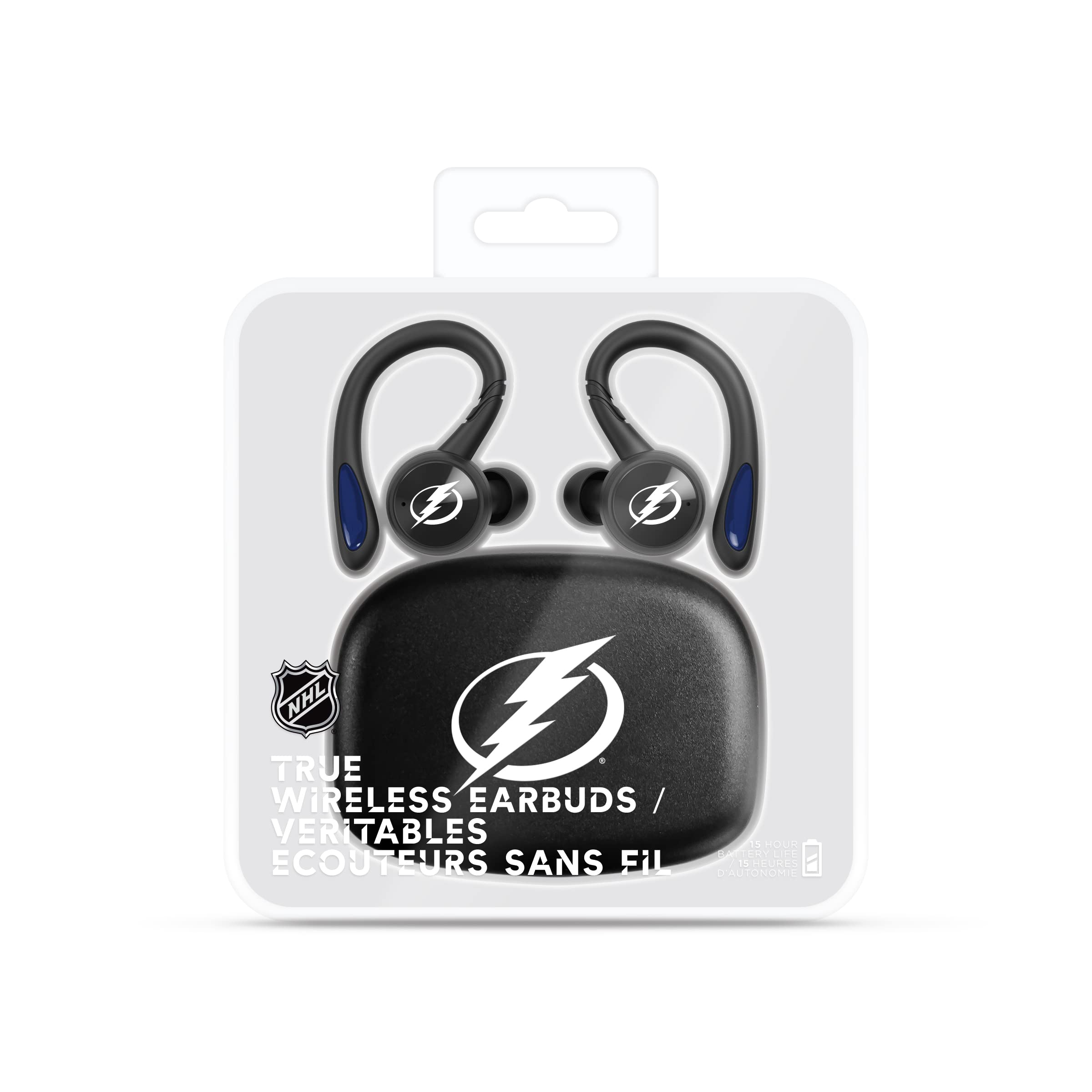 SOAR NHL Tampa Bay Lightning True Wireless Earbuds V.5 - Bluetooth 5.0 Sports Headphones with Noise Cancelling, IPX7 Waterproof - Perfect for Hockey Games, Workouts & Commuting