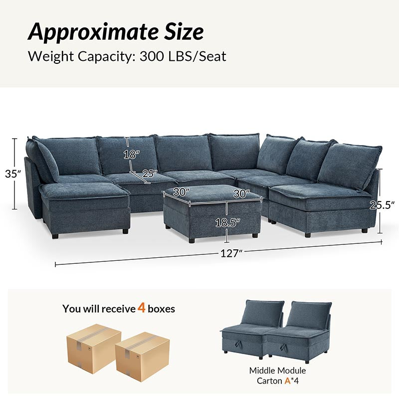 Harmetrix Oversized Soft Sectional Couch with Storage | Modern L-Shaped Sofa Bed with Hidden Compartment | Perfect for Living Room, Family Room & Small Spaces