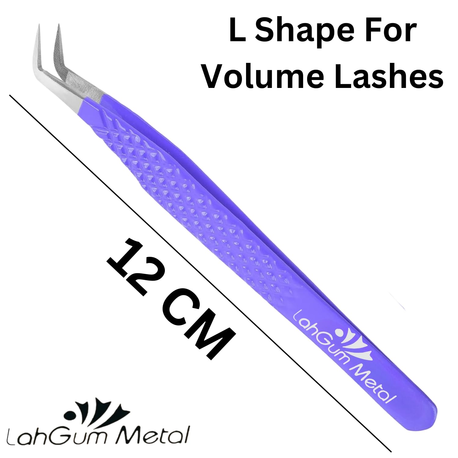 Premium Volume Eyelash Extension Tweezers - Boot L Shape with Microfiber Grip for Russian Mega Lashes | Professional Lash Fanning Tool for Salon & Home Use | Easy Application for Volume & Mega Volume Extensions