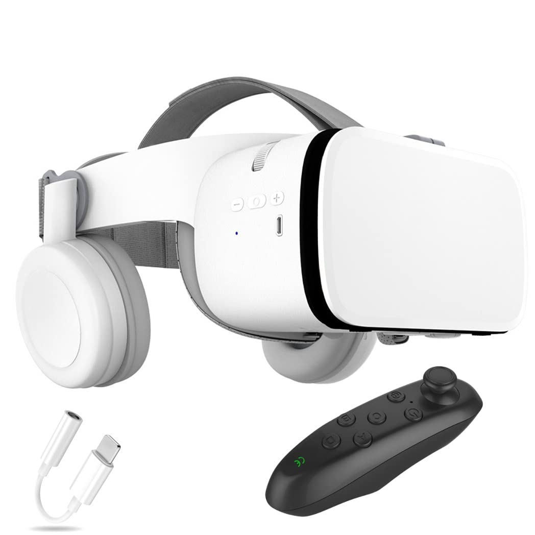 3D VR Headset with Bluetooth Controller - Compatible with iPhone 13 Pro Max/13 Pro/13/12/11, Samsung Galaxy S21, Huawei & Xiaomi Series - Immersive Virtual Reality Gaming & Movie Experience (Color: A, Size: iOS)