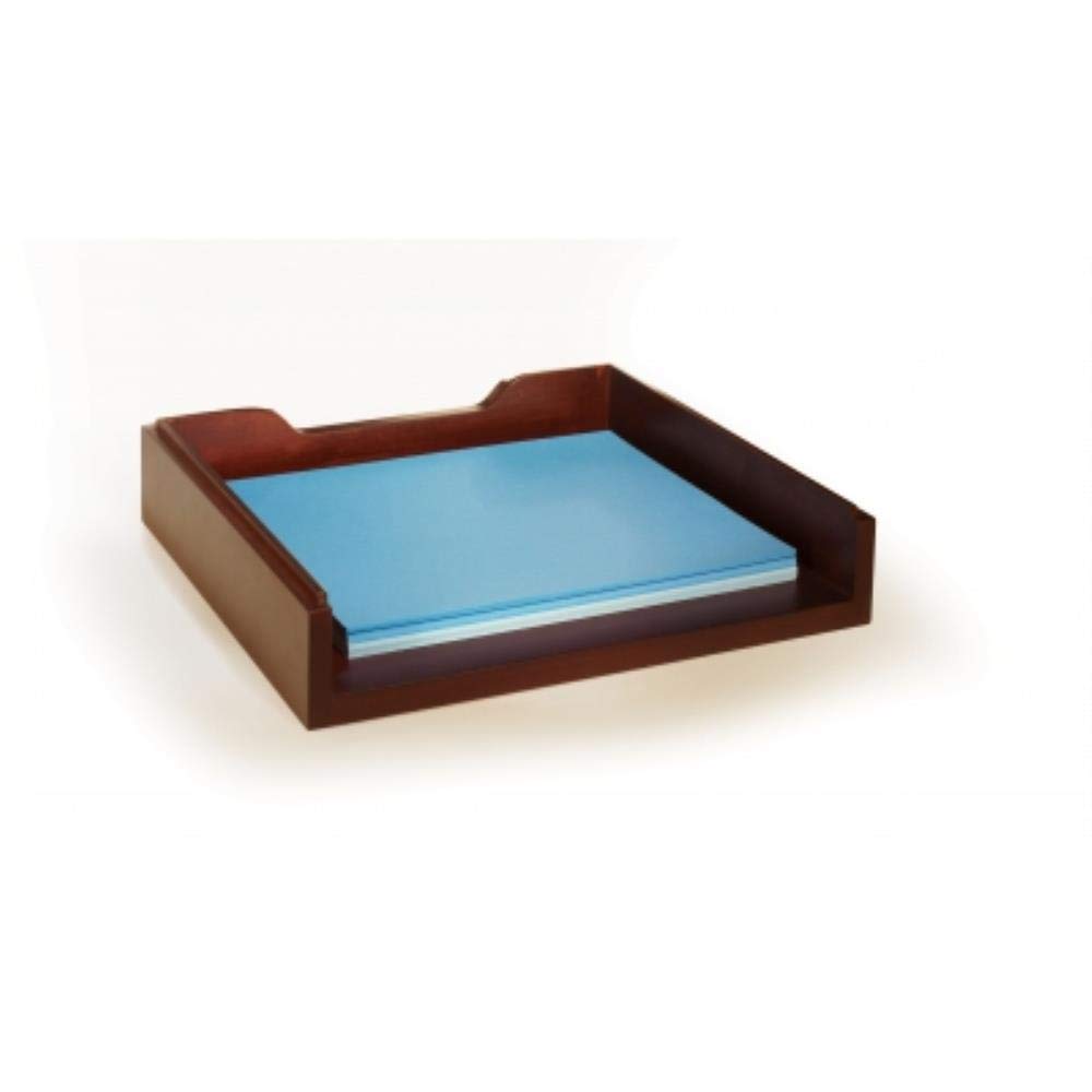 Bindertek Stacking Wood Desk Organizer Letter Tray - Mahogany Wooden File Holder for Office & Home Organization | Perfect for Mail, Documents, Papers & Office Supplies