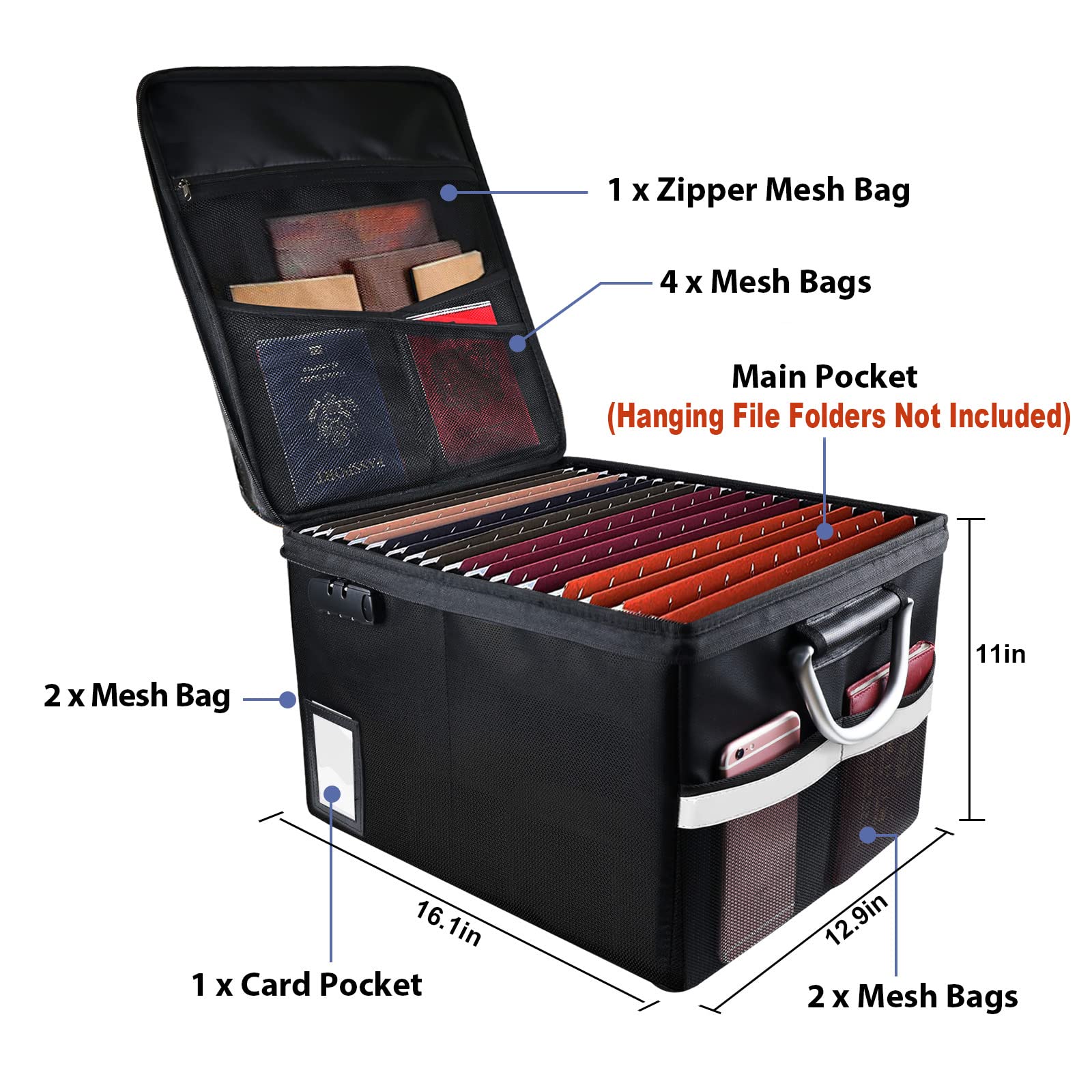 Fireproof File Cabinet Box & Fireproof Document Bag with Lock - Aluminum Foil Coated for Heat Protection | Secure Storage for Important Documents, Certificates & Cash | Home, Office & Emergency Use