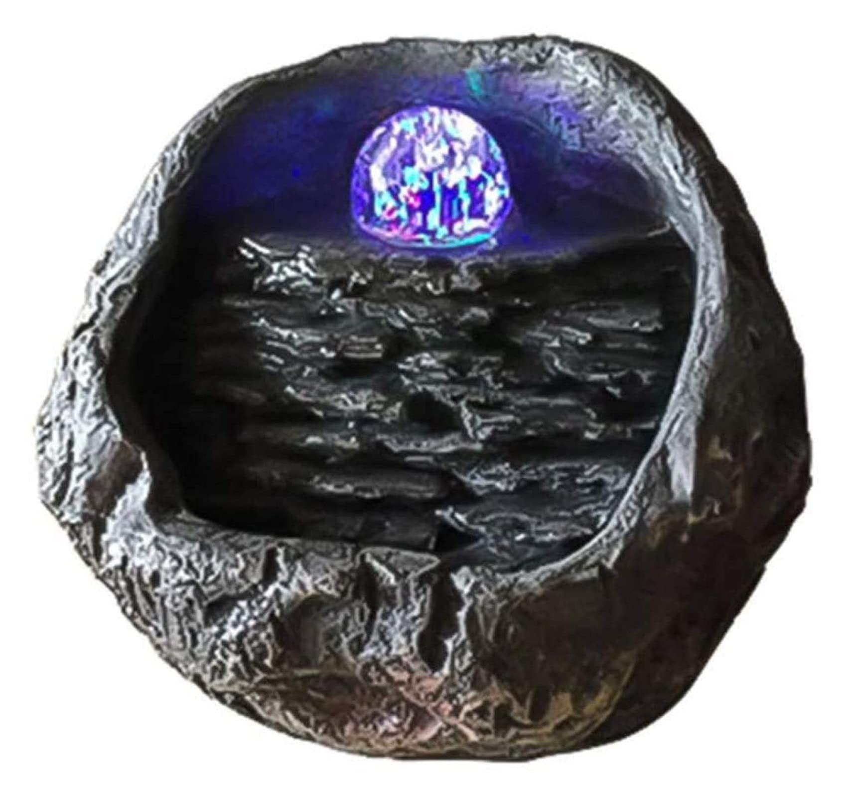 ACCDUER Desktop Fountain - Indoor/Outdoor Tabletop Waterfall with LED Crystal Ball | Zen Feng Shui Decoration for Home, Office & Garden | Relaxing Resin Water Feature for Stress Relief & Meditation