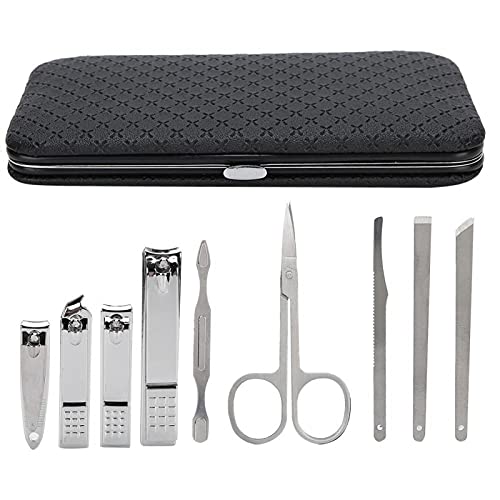 19-Piece Professional Manicure Pedicure Set - Stainless Steel Nail Clippers, Ear Pick & Acne Removal Tools - Black Grooming Kit for Home & Travel Use