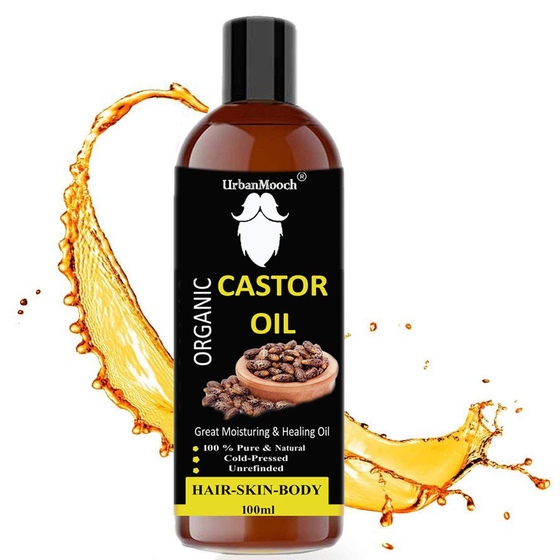 Pure & Natural Castor Oil for Hair Growth, Skin Care & Nail Health - 100ml Cold-Pressed Organic Jamaican Black Castor Oil - Perfect for Hair Masks, Eyelash Growth & Dry Skin Treatment