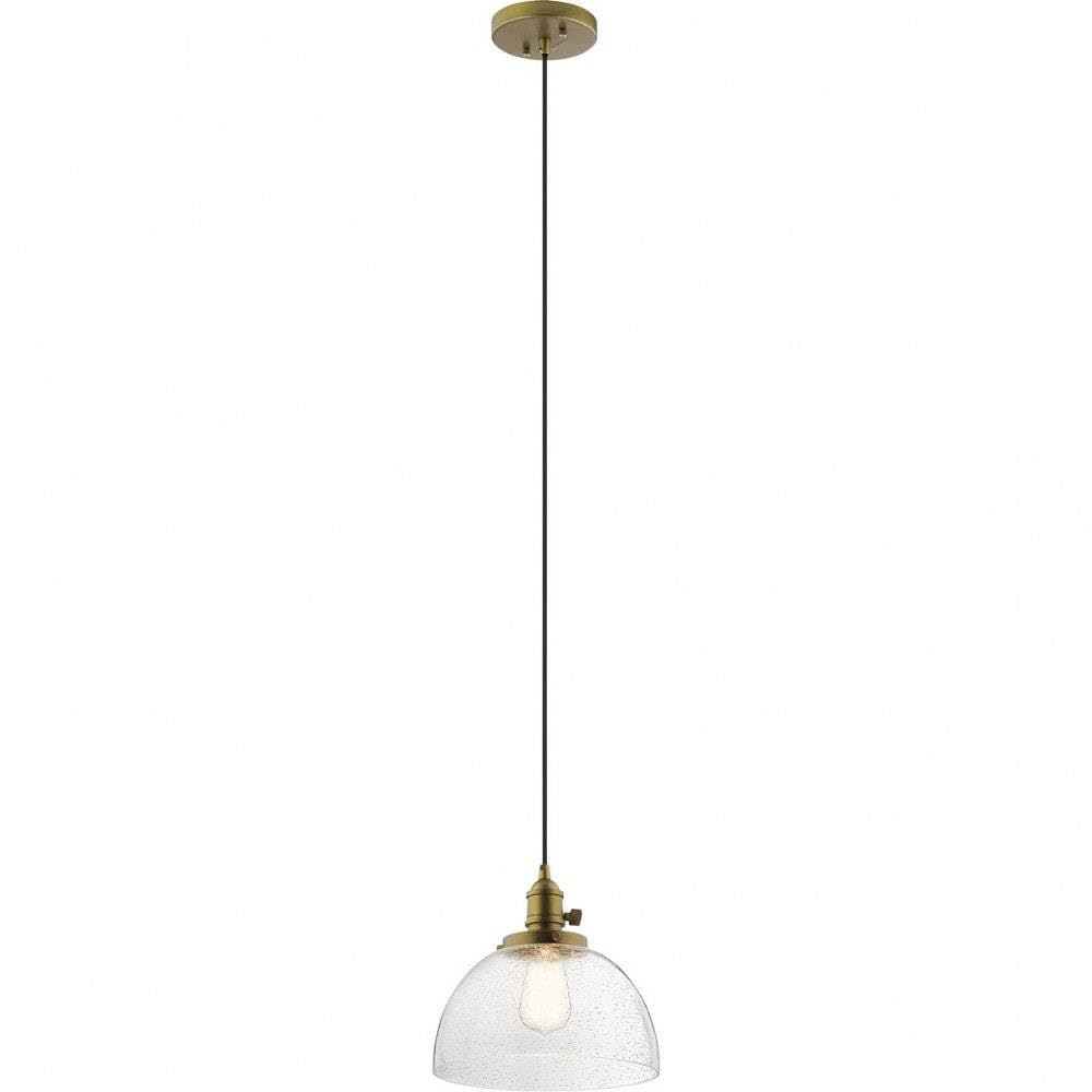 Kichler 43853NBR Avery 1-Light Pendant in Natural Brass - 100W Modern Ceiling Light Fixture for Dining Room, Kitchen Island & Entryway Lighting
