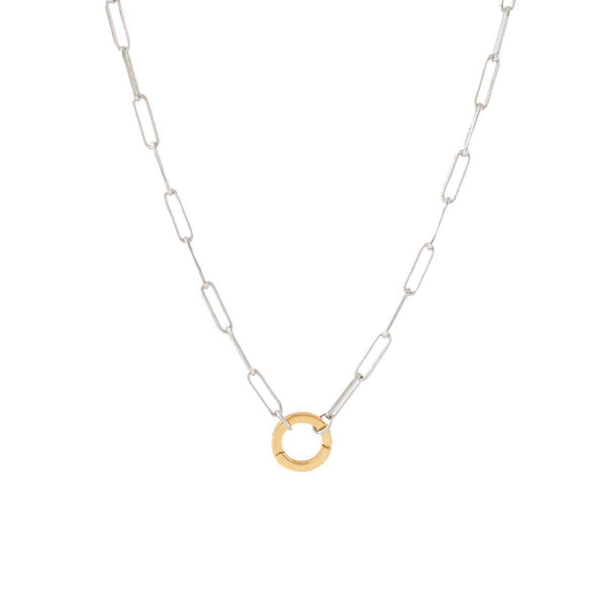 POISE Oval Link Open Ended Necklace - Gold & Silver with Round Connector - Elegant Layering Piece for Everyday Wear or Special Occasions