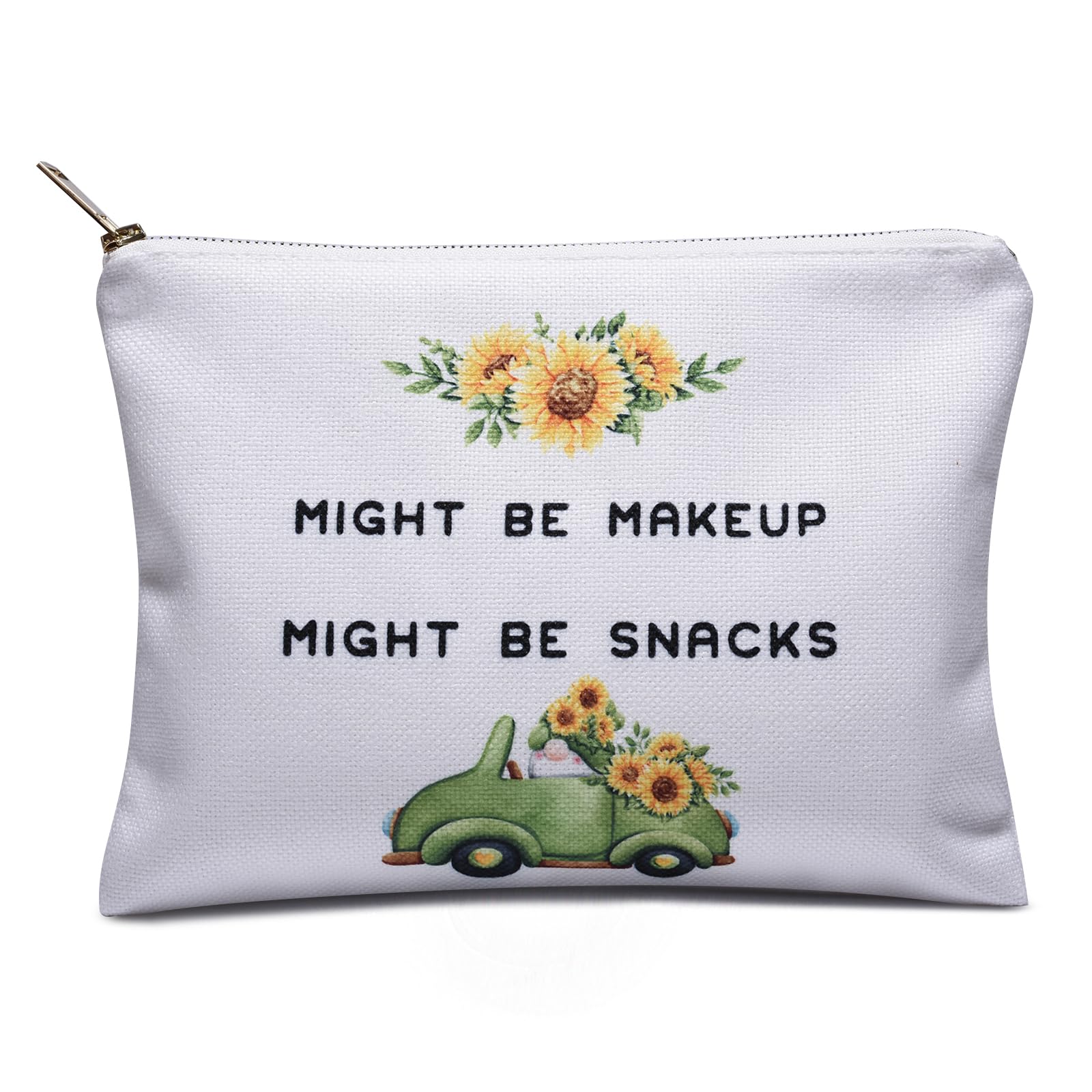 Double-Sided Printed Linen Makeup Bag - Medium Travel Cosmetic Organizer with Gold Zipper, Bridesmaid Gift Idea, Birthday Present for Sister - Perfect for Travel, Bridal Parties & Everyday Makeup Storage