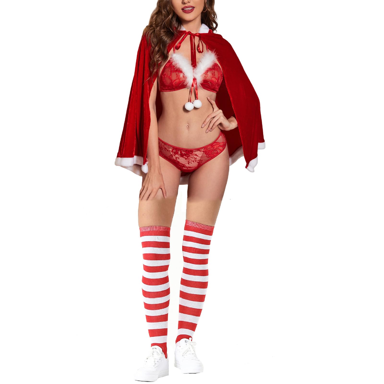 Vohawsa Mrs. Claus Santa Costume - Red Velvet Hooded Cape Robe for Christmas Halloween Cosplay, Masquerade Parties & Holiday Events - Perfect for Festive Gatherings, Themed Parties & Seasonal Celebrations