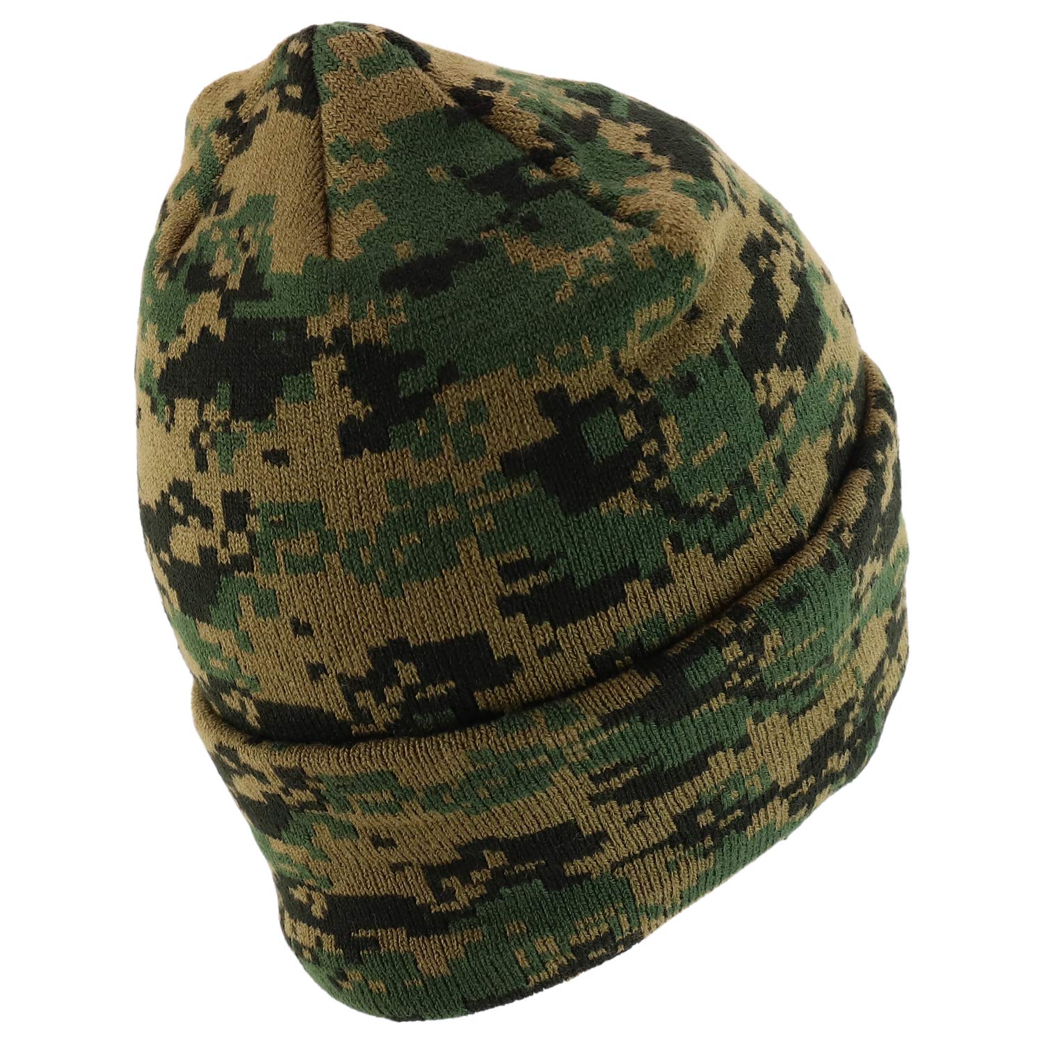 Trendy Winter Camo Cuff Folded Beanie Hat for Men & Women - Warm Fleece Lined Skull Cap - Outdoor Activities, Skiing, Snowboarding, Hiking
