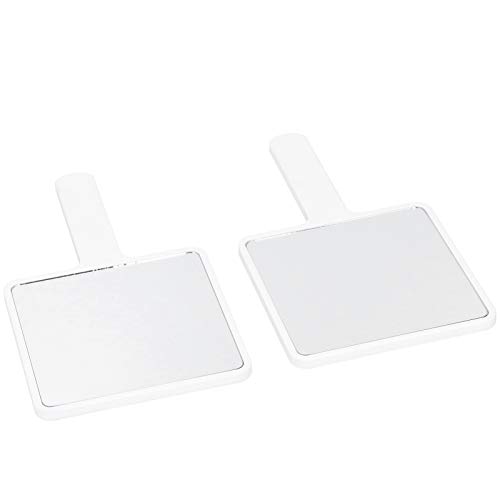2-Pack Elegant White Handle Makeup Mirror - Single-Sided Cosmetic Mirror for Precise Beauty Application | Perfect for Vanity, Travel & Professional Makeup Artists