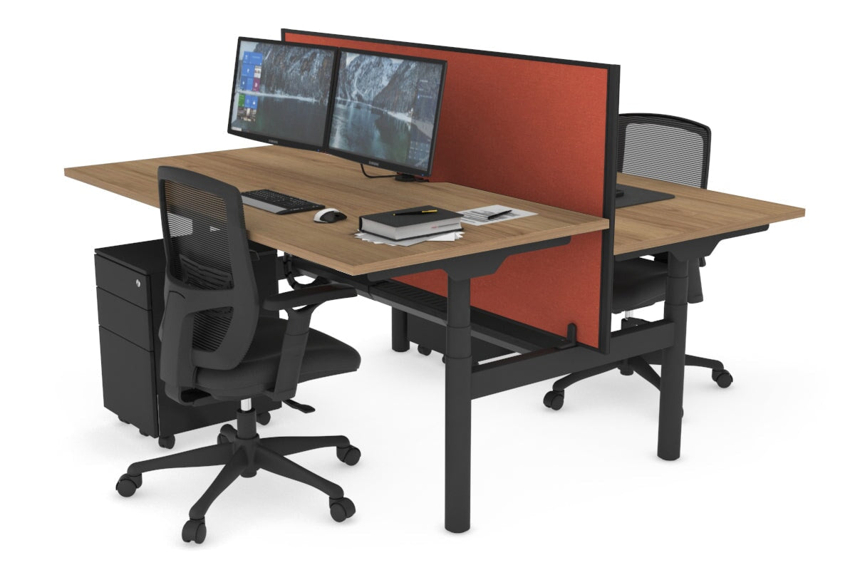 Flexi Premium Height Adjustable 2 Person H Bench Workstation - Black Frame [1600L x 800W with Cable Management] - Ideal for Office, Home Workspace & Collaborative Work Environments