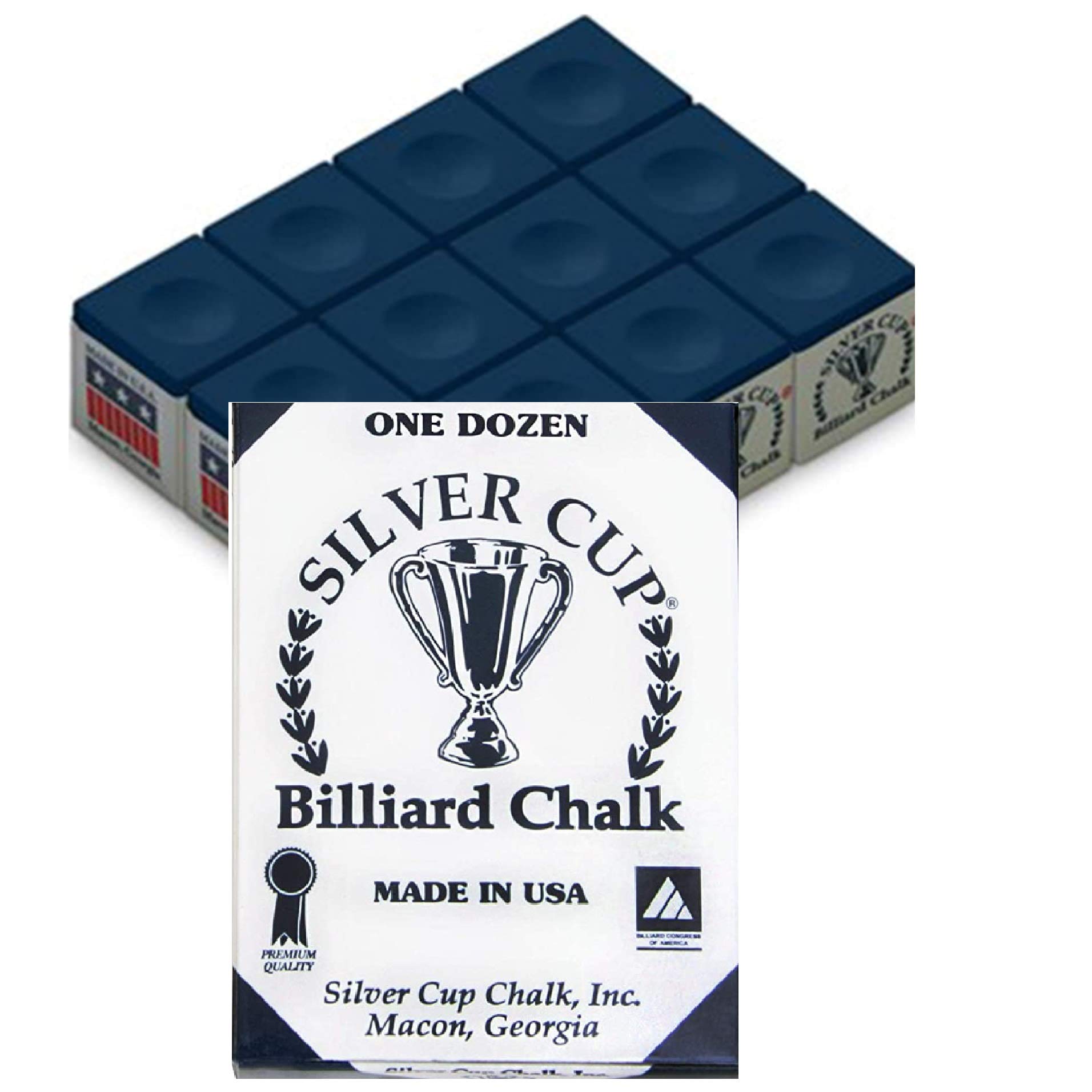 Premium Silver Cup Chalk - Set of 12 Blue Chalk Sticks for Billiards, Pool & Snooker | Professional Smooth Writing & Long-Lasting Performance | Perfect for Bars, Game Rooms & Home Use